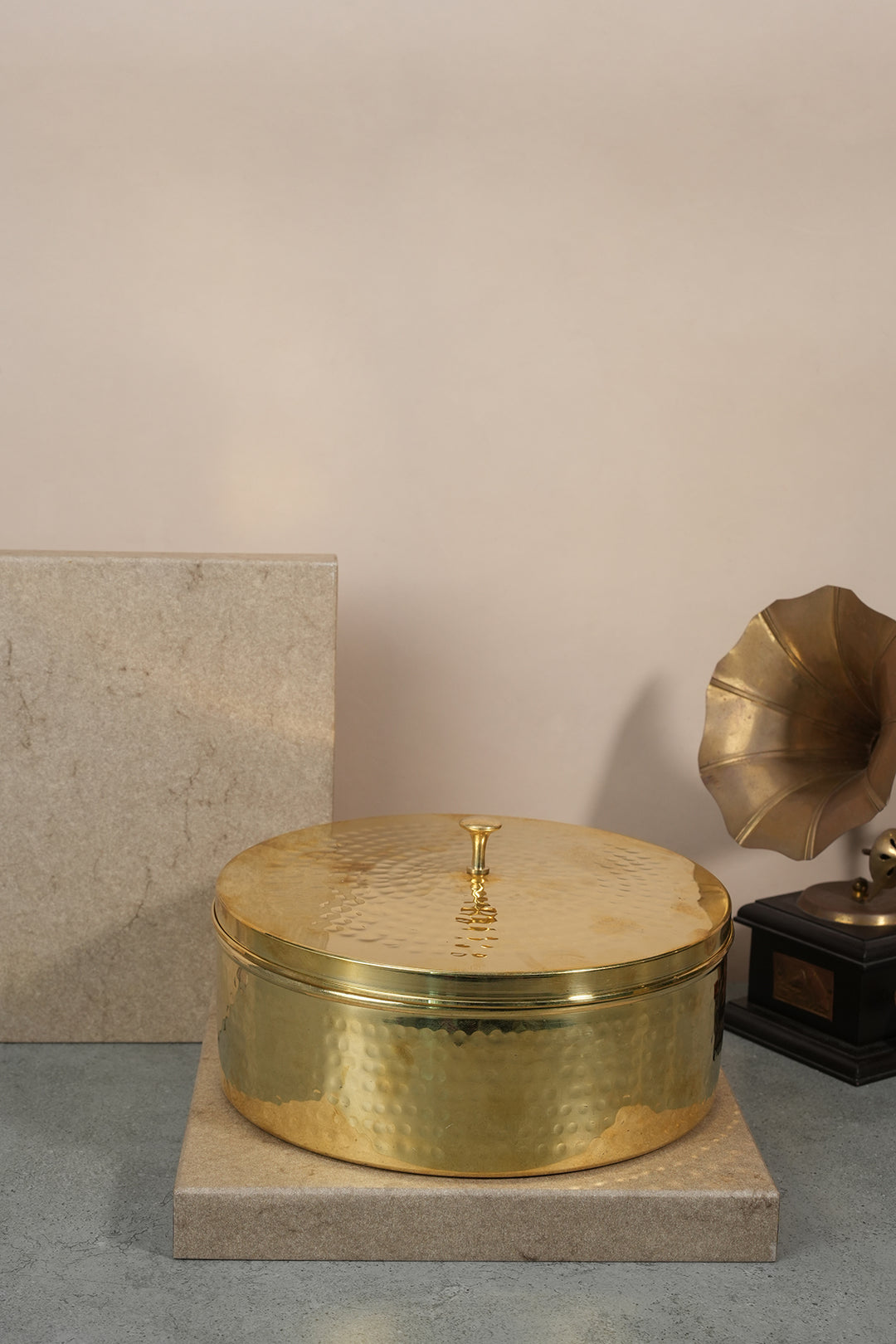 Brass Masala Daani front view handcrafted spice box