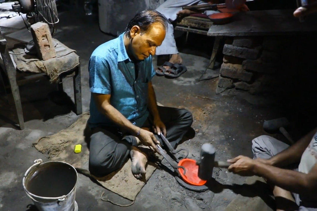 How Kansa is made — copper and tin heated and hand-beaten into bronze