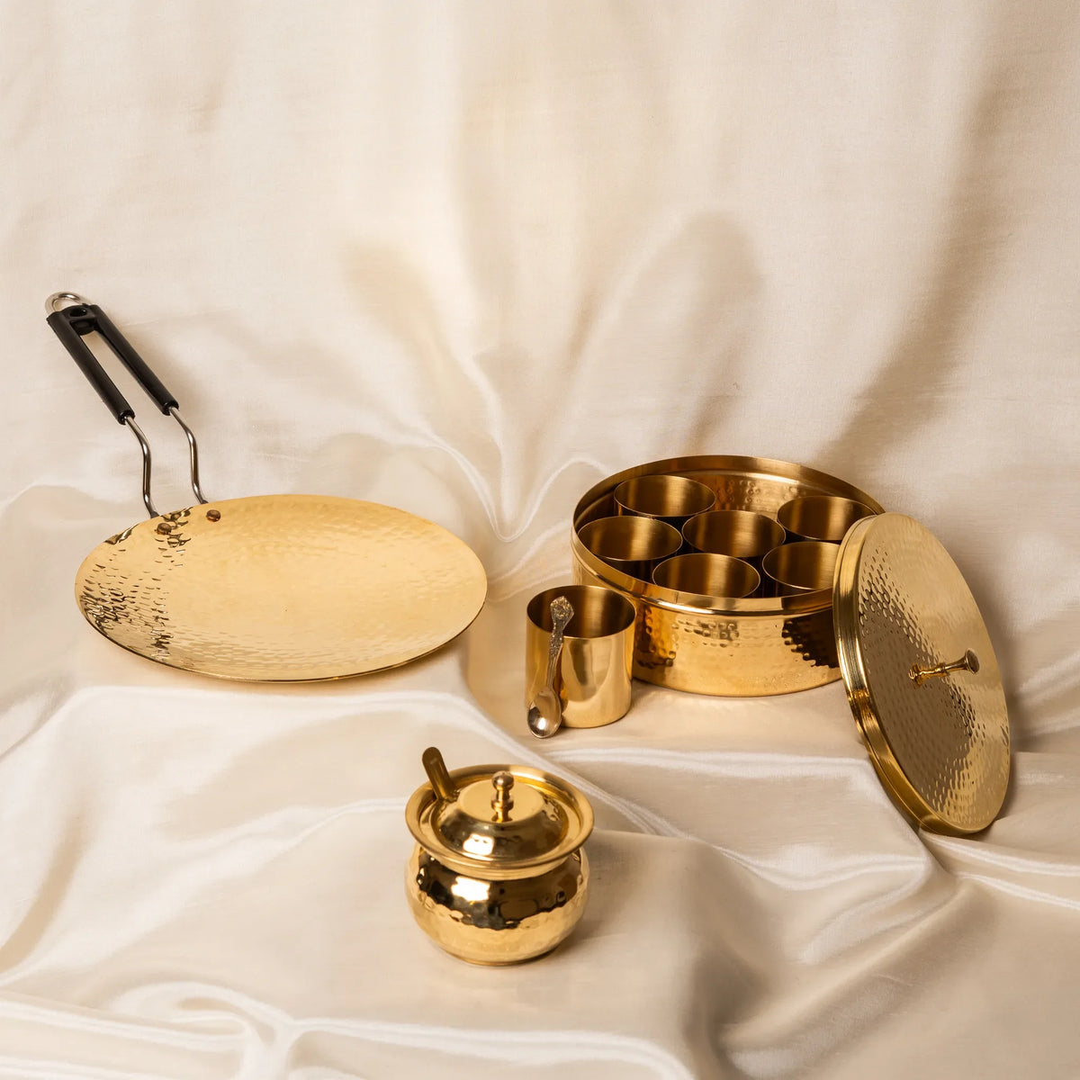 Kansawala set of 3 brass patilas as a housewarming gift