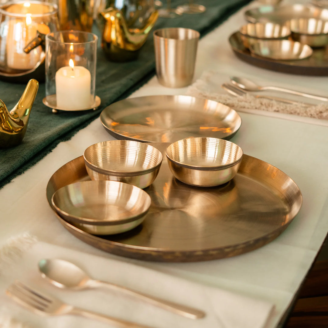 Kansawala bell metal dinner set traditional, hand-beaten, view 15