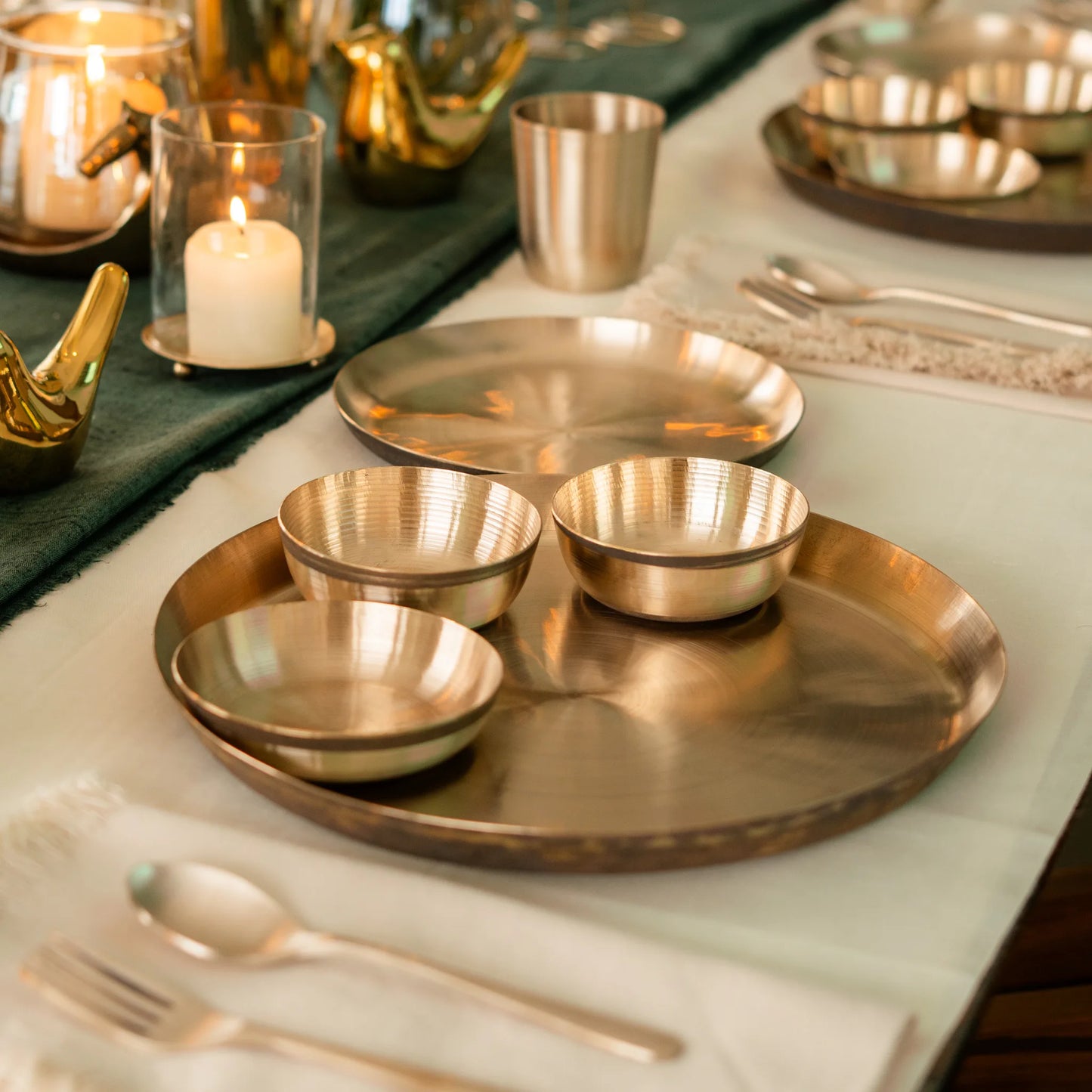 Kansawala bell metal dinner set traditional, hand-beaten, view 15
