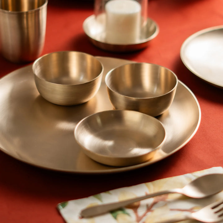Kansawala bell metal dinner set traditional 9 casting, matte finish
