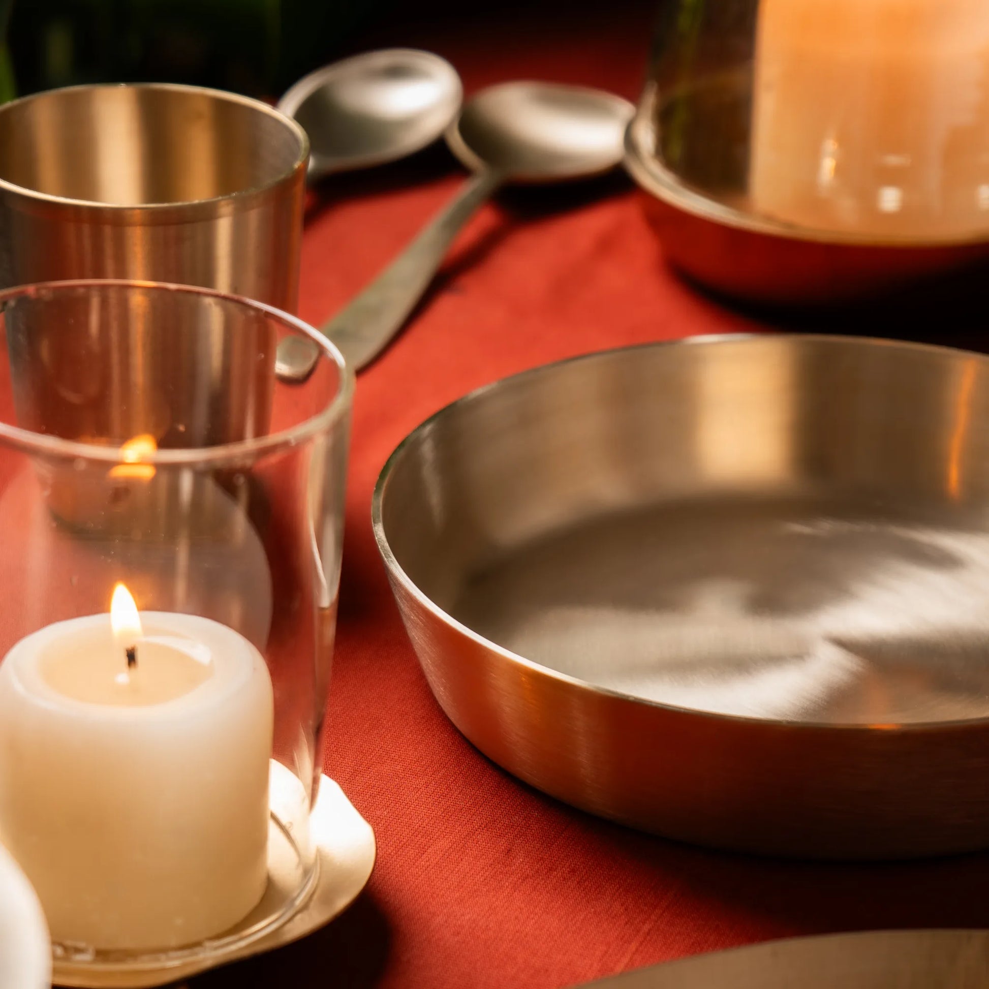 Kansa Flat Bowl serving dish in matte bronze by Kansawala