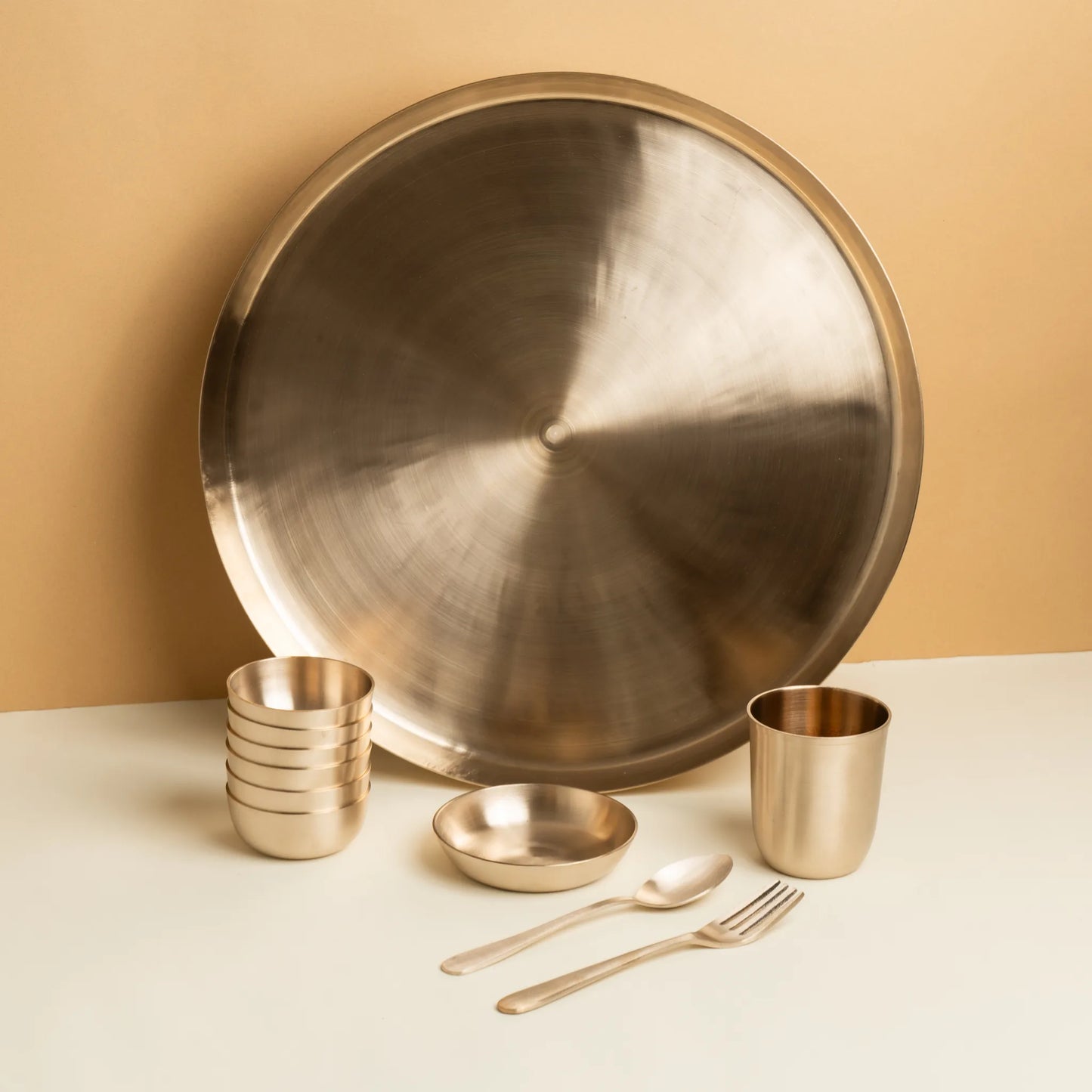 Kansa Maharaja Thali Set, royal matte bronze by Kansawala