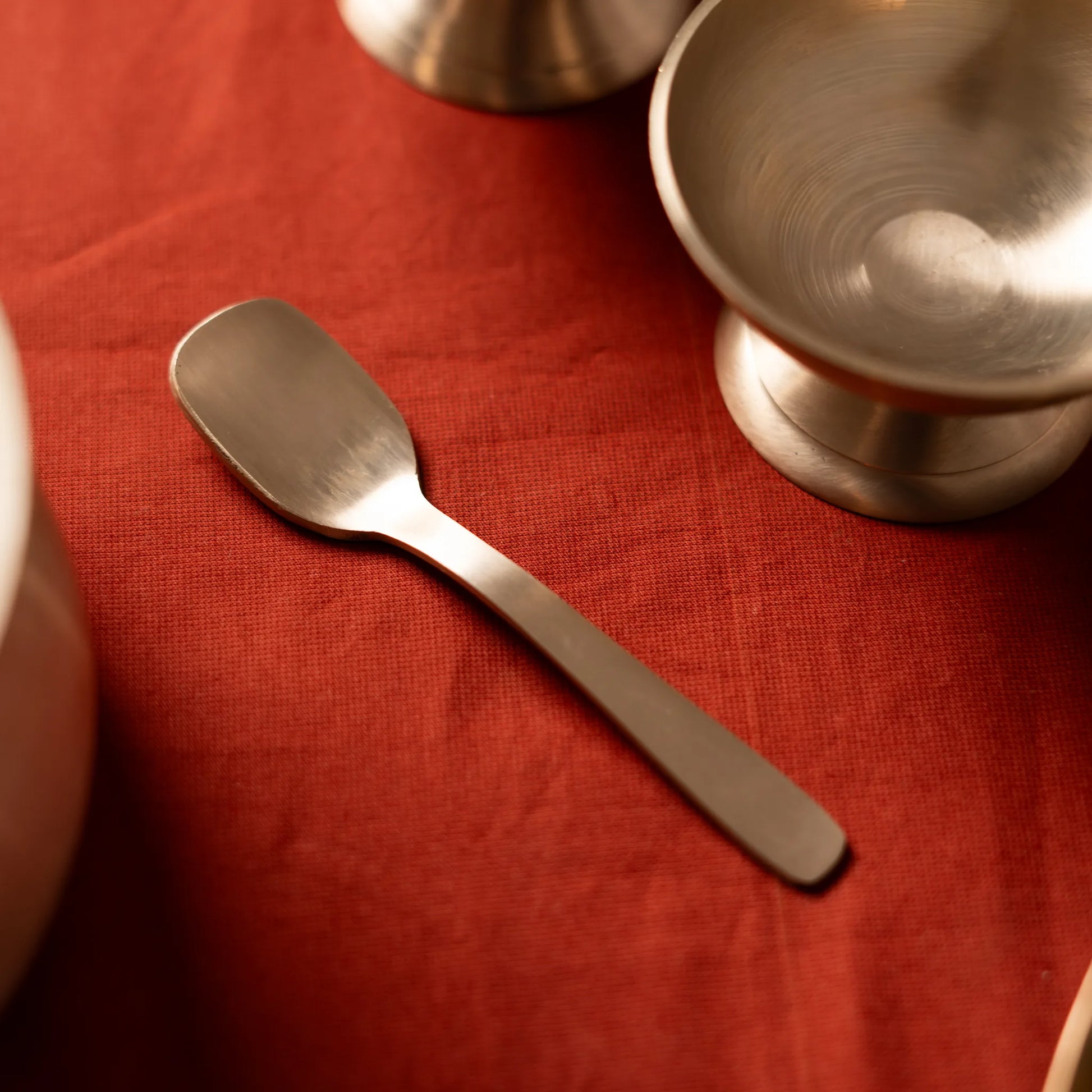 Kansa Dessert Spoon set in bell metal, matte finish by Kansawala