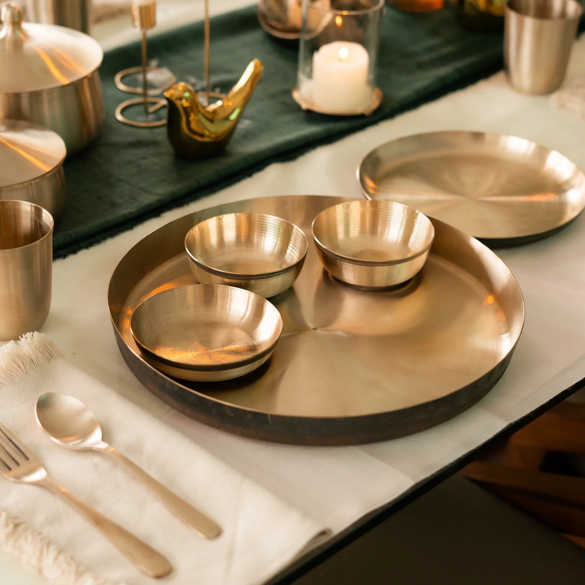 Kansawala bell metal thali set traditional, hand-beaten, view 15