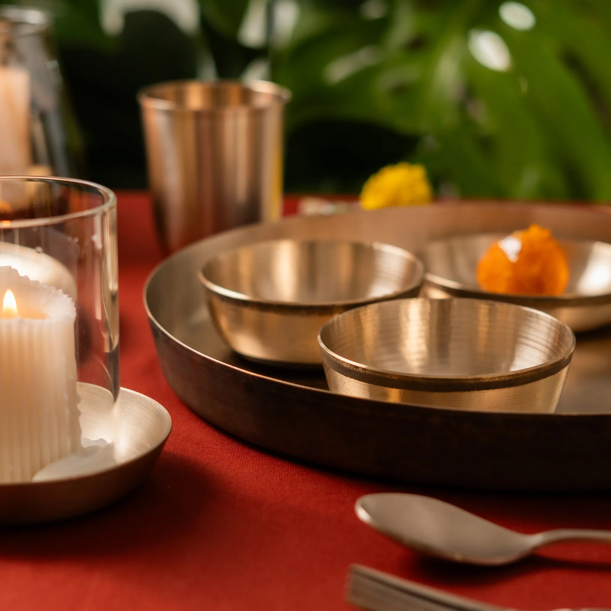 Kansawala bell metal thali set traditional 9 handmade 2, hand-beaten kansa