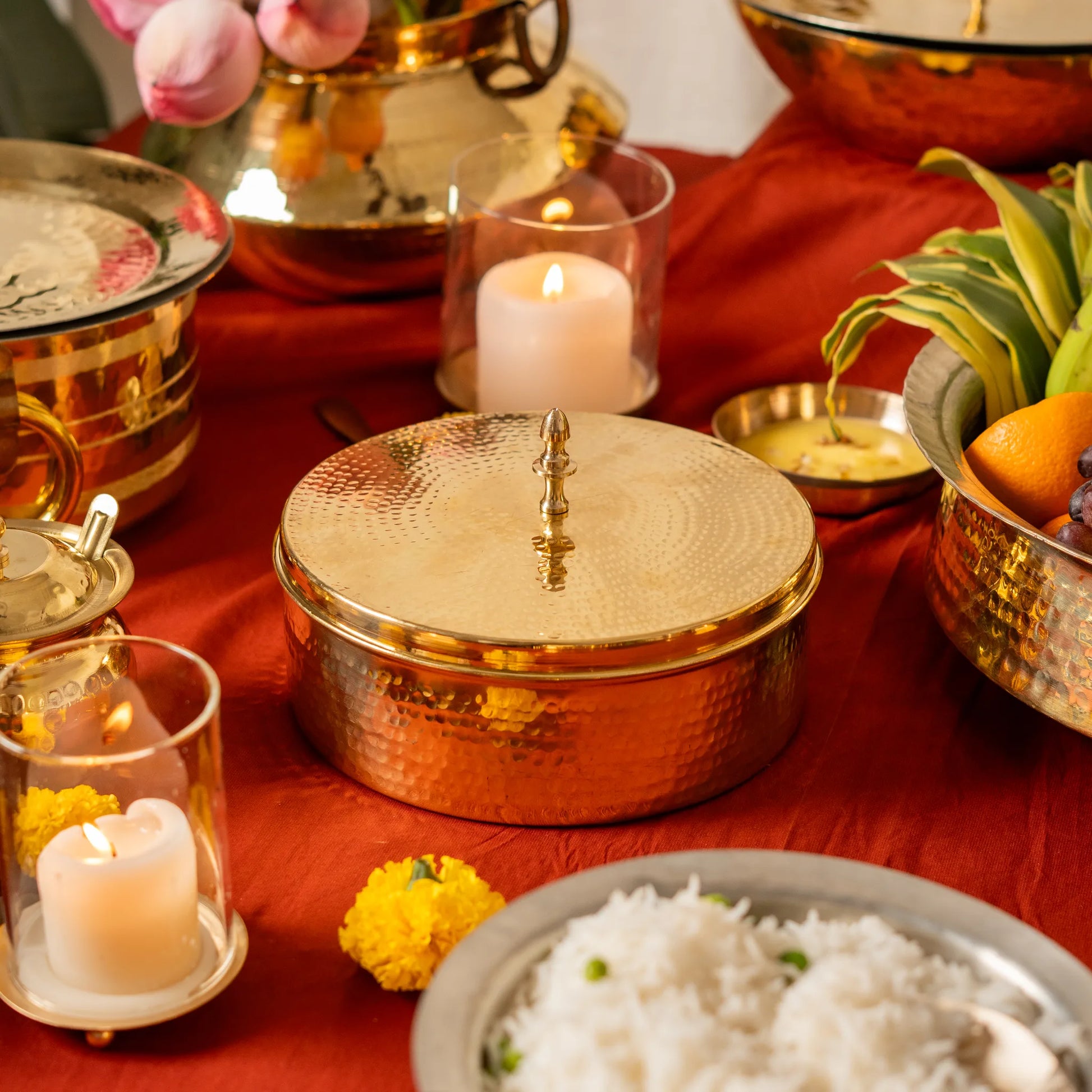 Kansawala brass chapati box indian family cooking