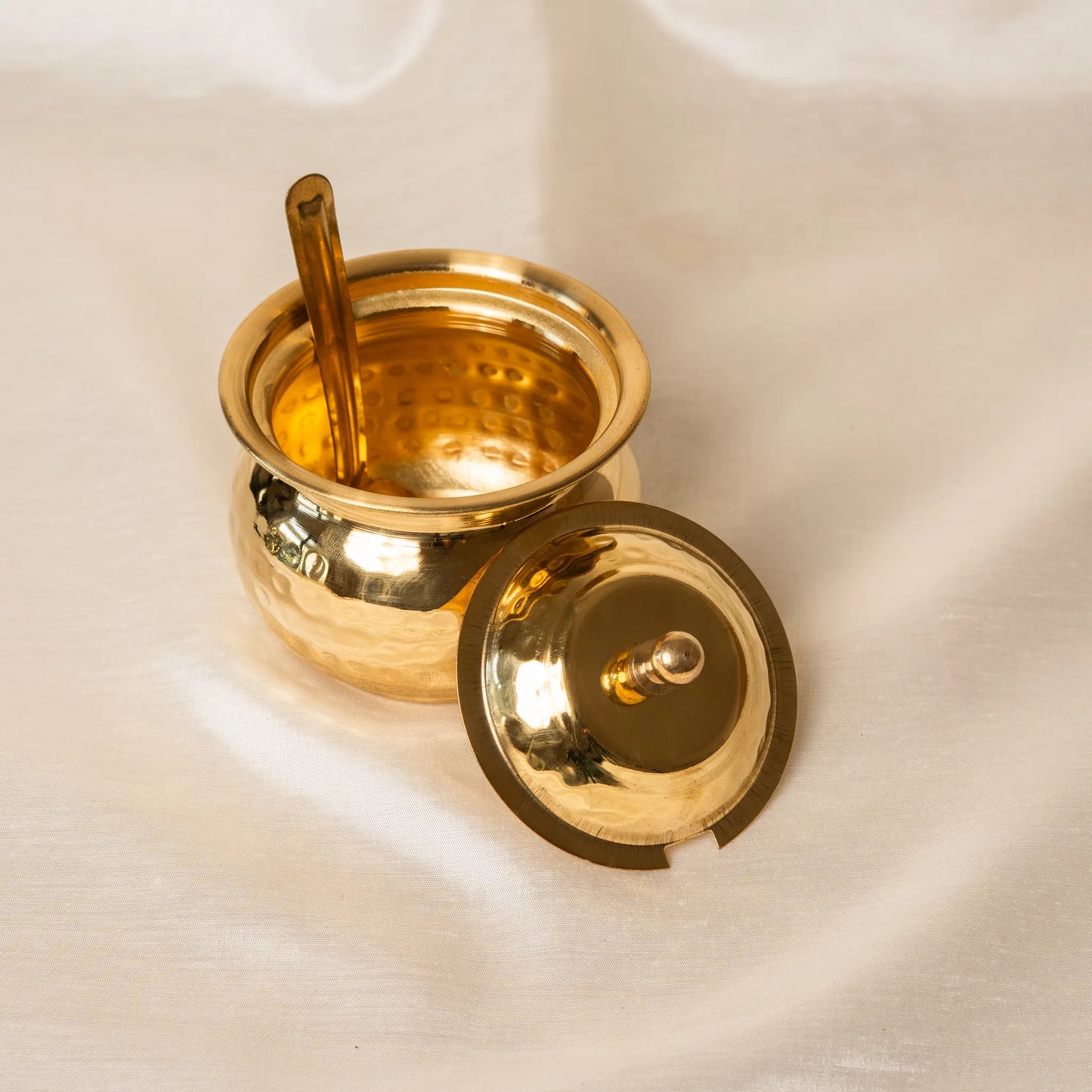 Kansawala brass ghee jar with spoon