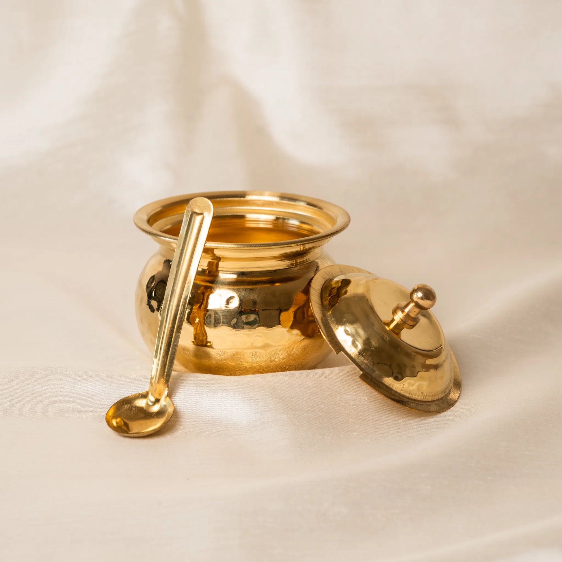 Kansawala brass ghee pot with lid housewarming gift