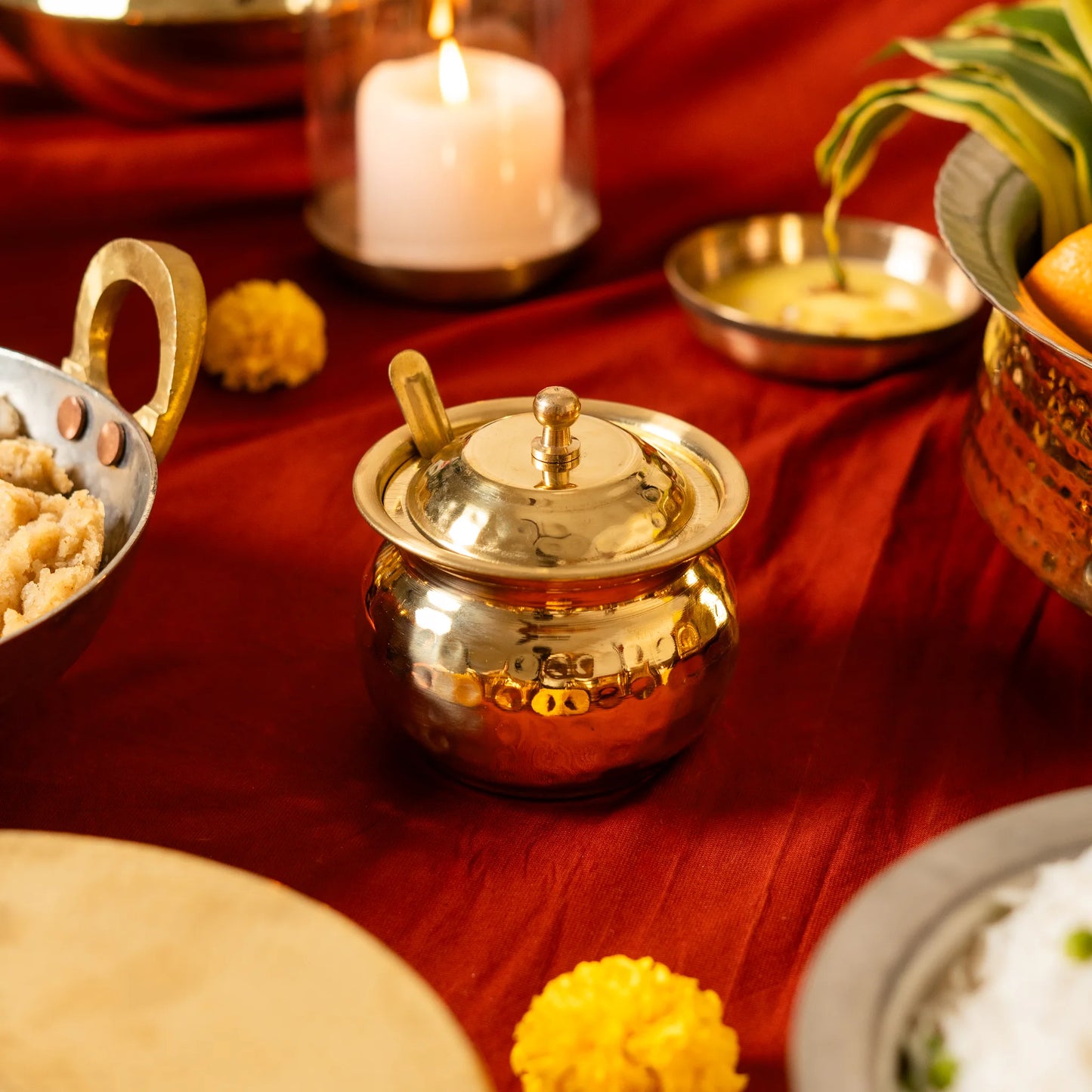Kansawala brass ghee pot with lid indian family cooking