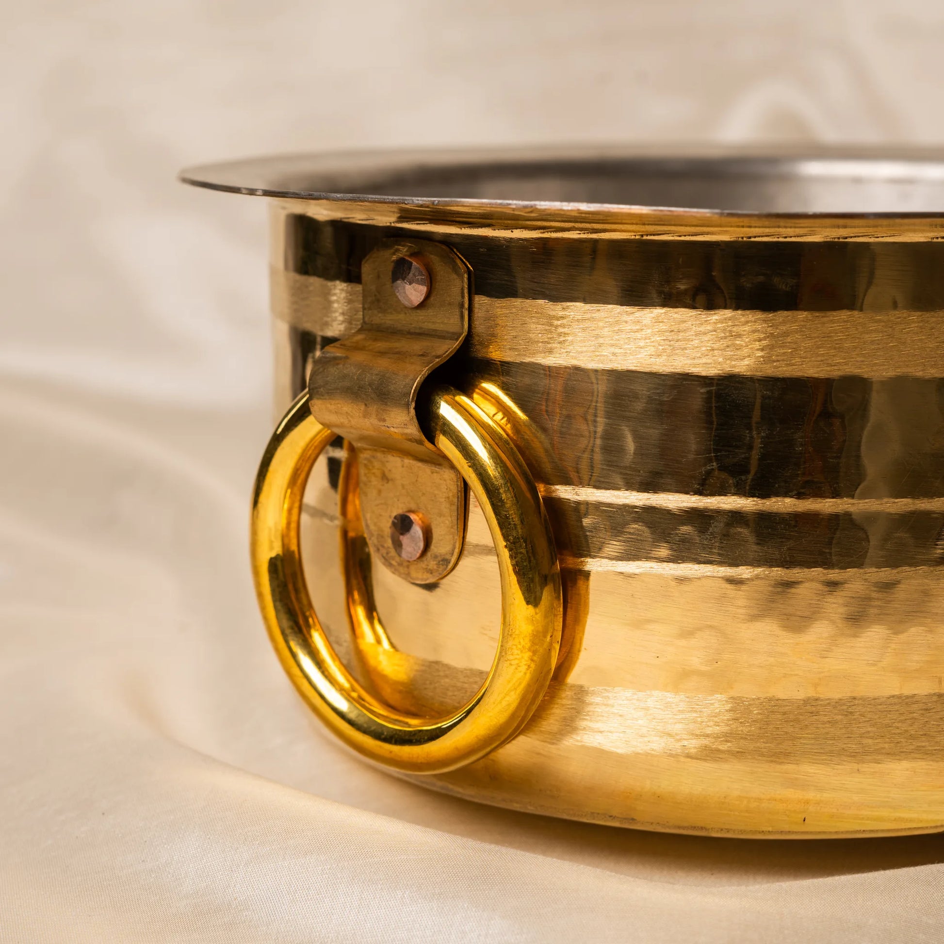 Kansawala brass patila with lid indian family cooking