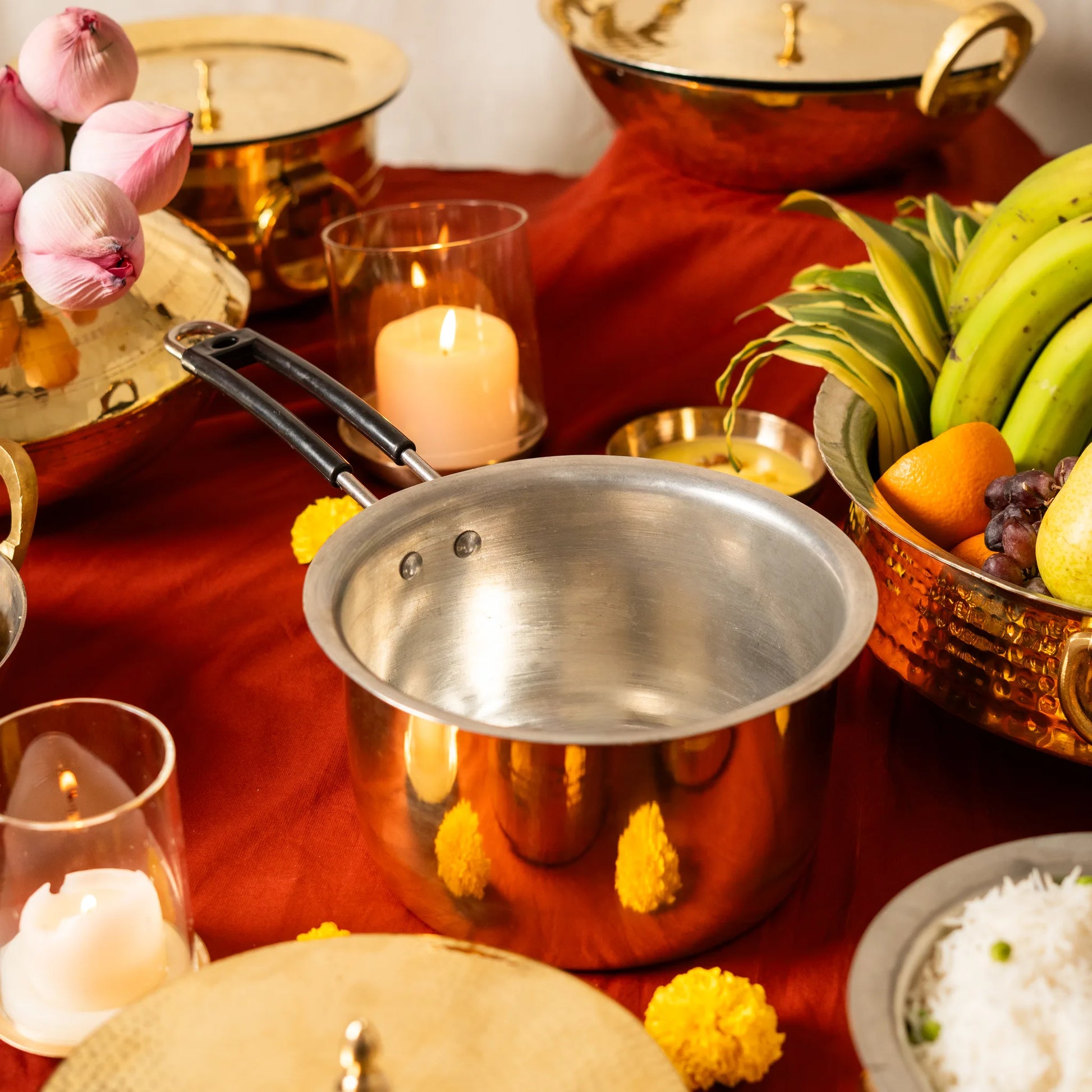 Kansawala brass sauce pan tea milk 8 brass