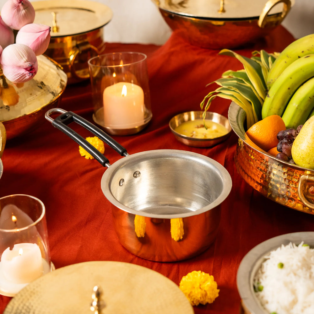 Kansawala brass saucepan indian family cooking