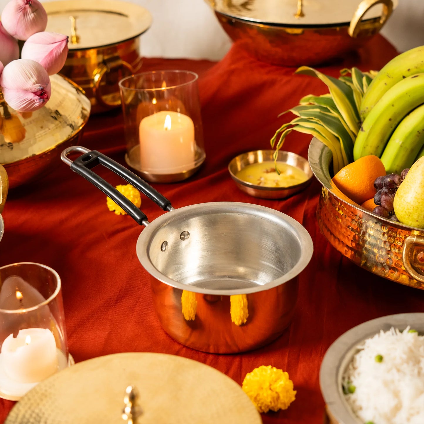 Kansawala brass saucepan indian family cooking