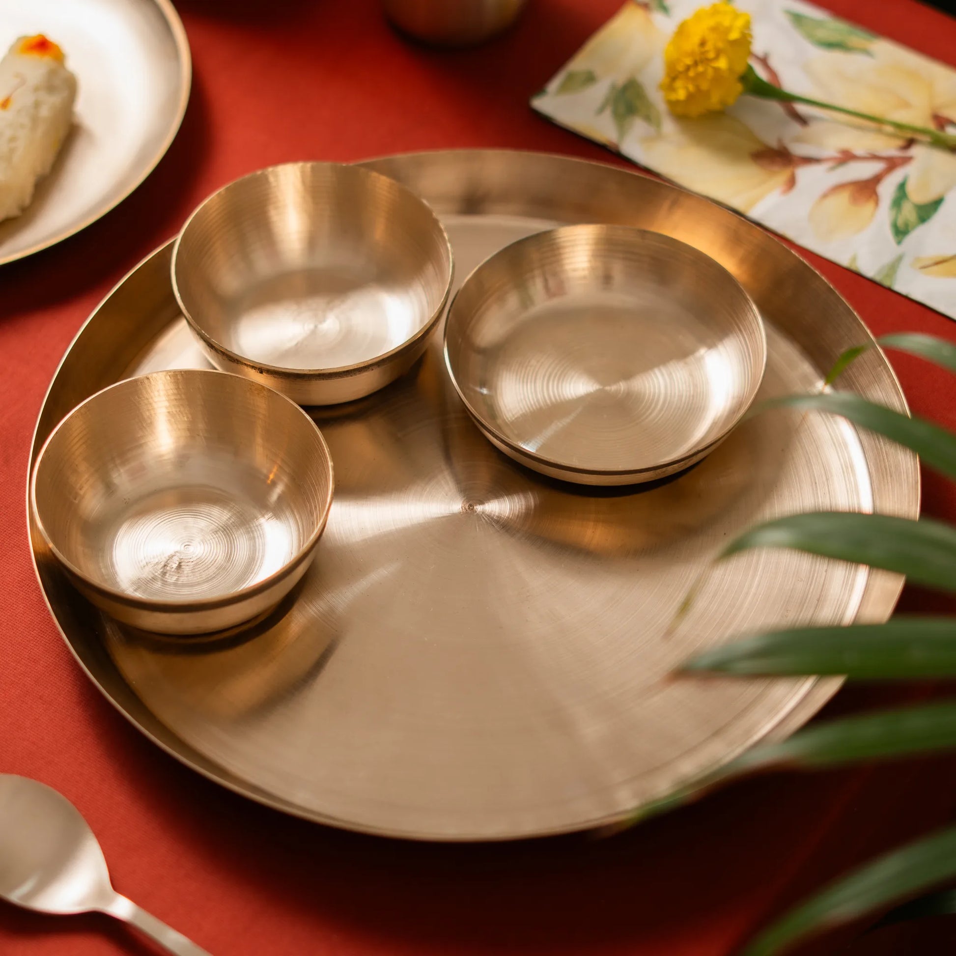 Kansawala bronze dinner set ayurvedic 10 handmade 2, hand-beaten kansa