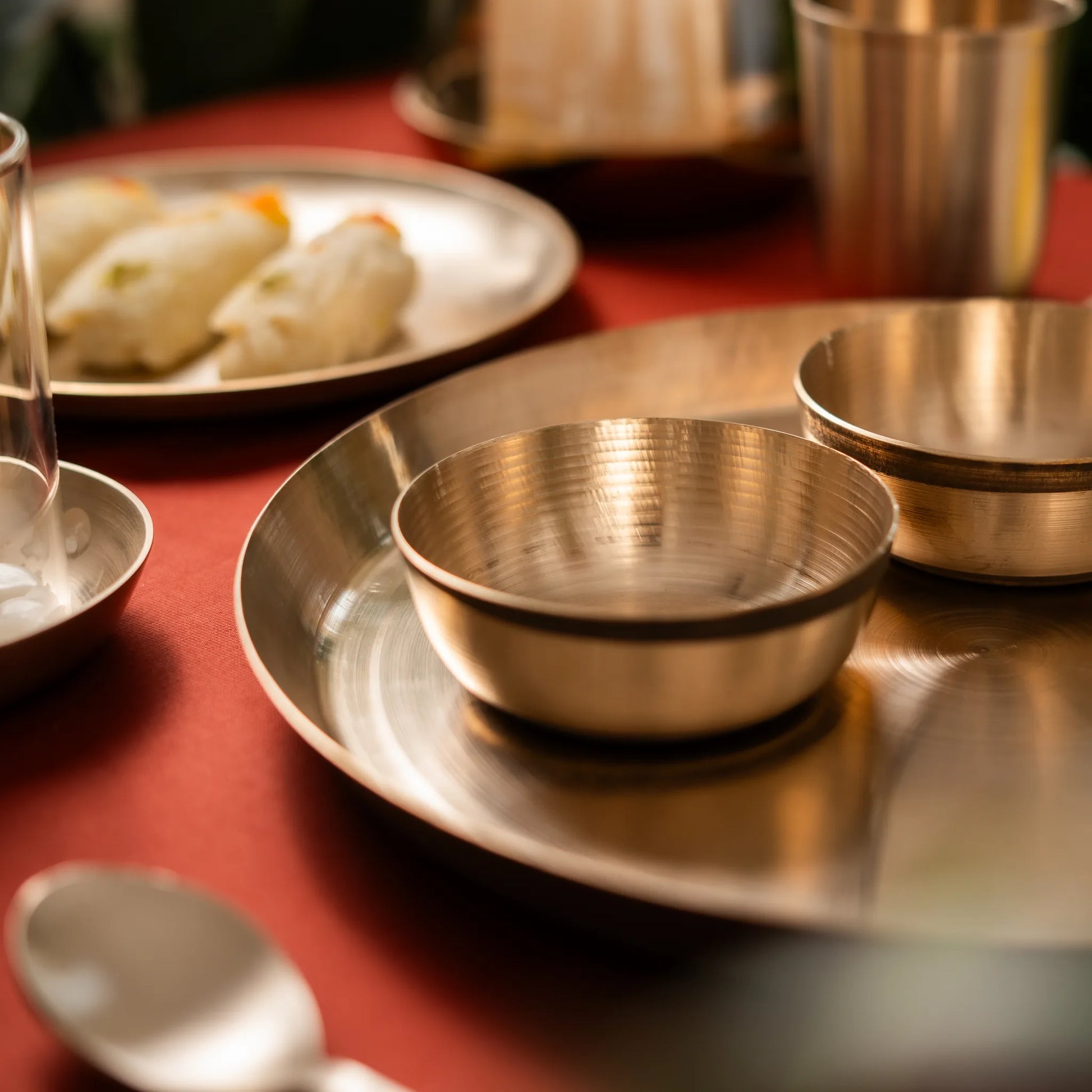 Kansawala bronze dinner set ayurvedic 10 handmade, hand-beaten kansa