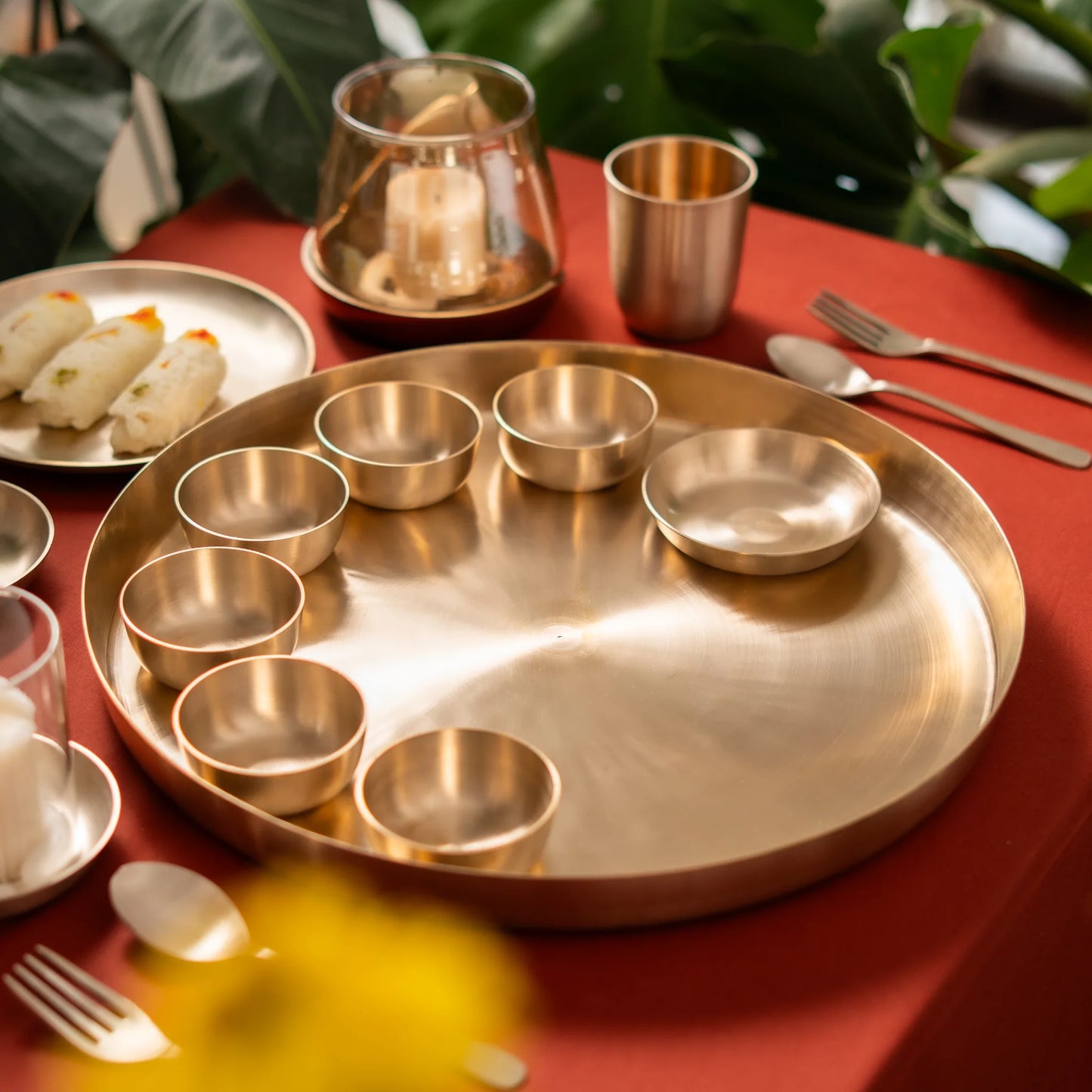 Kansa Maharaja Thali Set, grand matte bronze by Kansawala