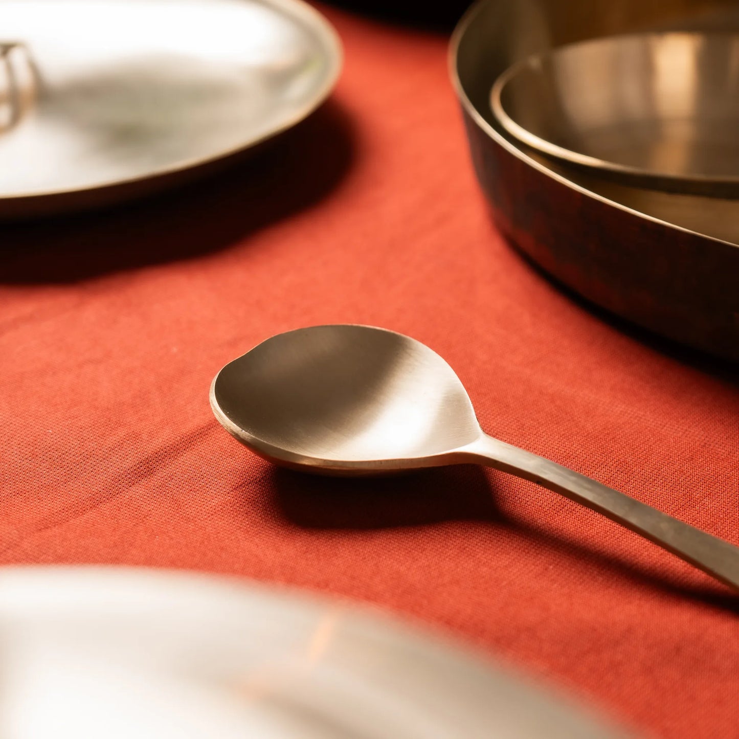 Kansawala bronze serving spoons pair, matte finish