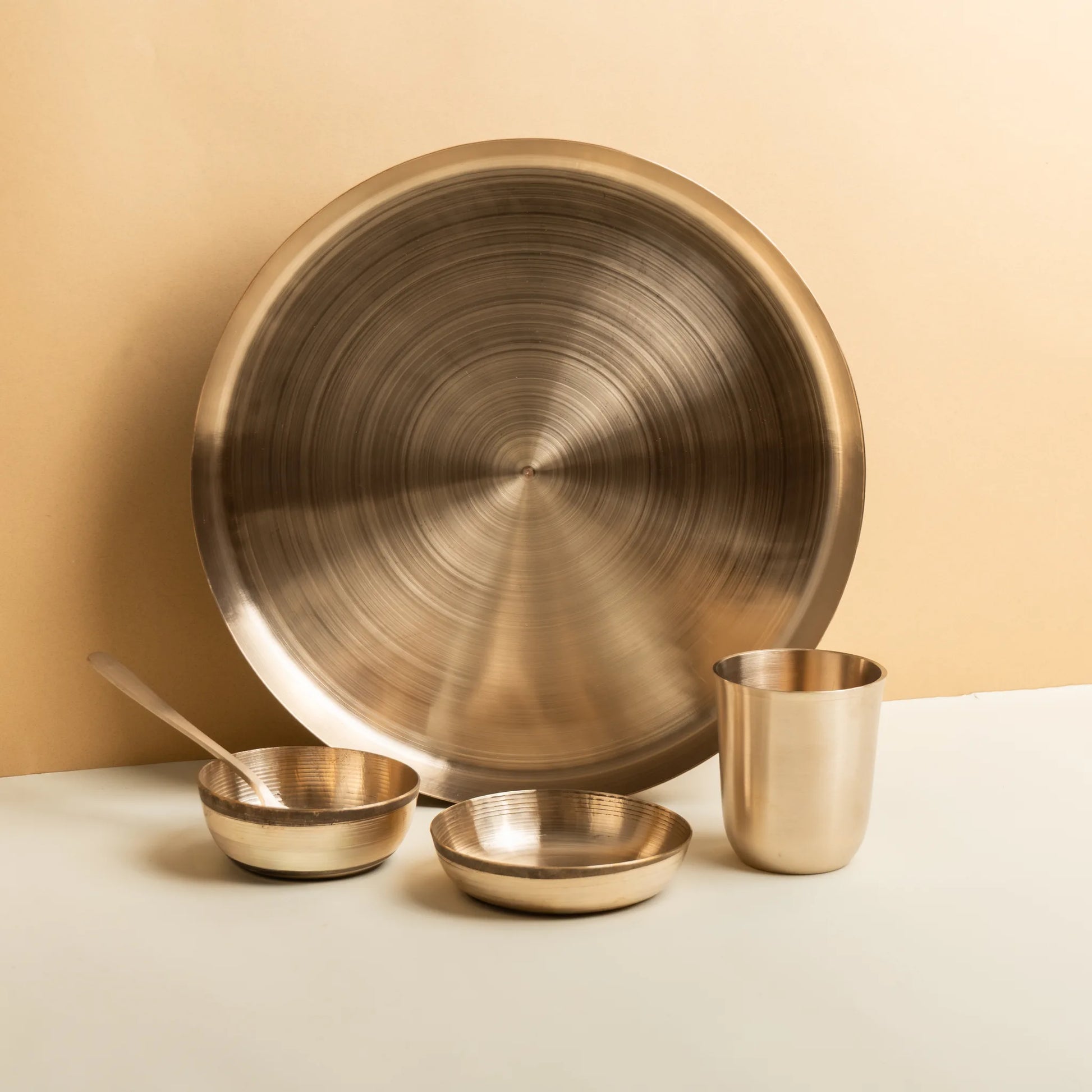 Kansawala bronze thali set ayurvedic dining handmade, hand-beaten kansa
