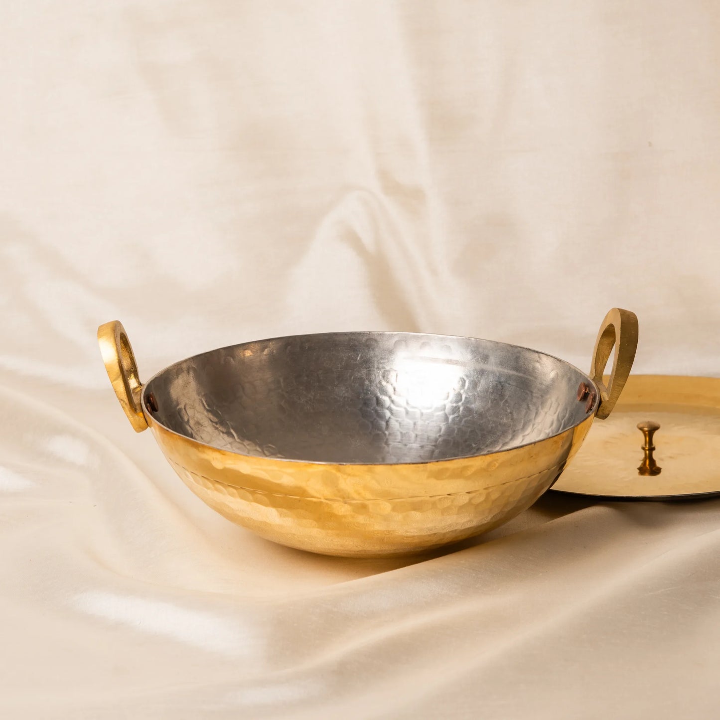 Kansawala hammered brass kadhai cooking
