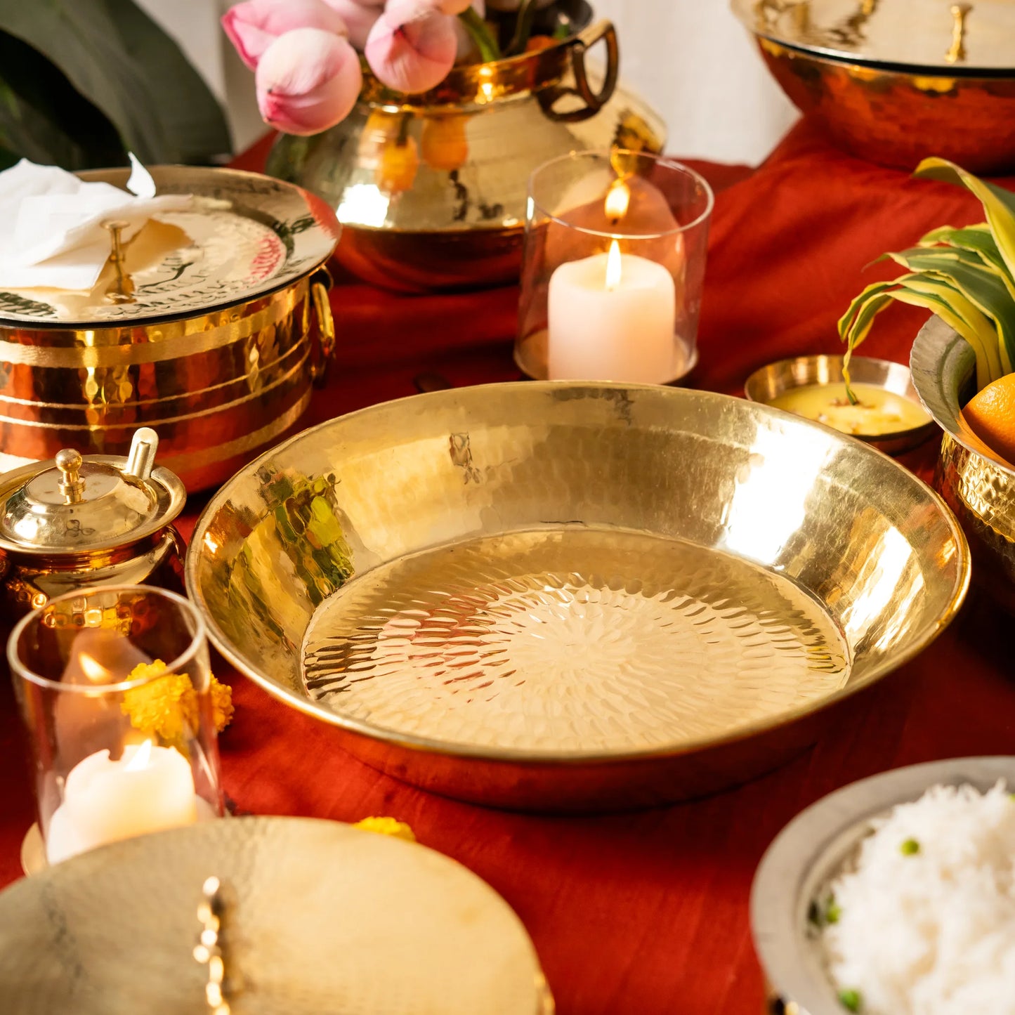 Kansawala hammered brass kneading tray