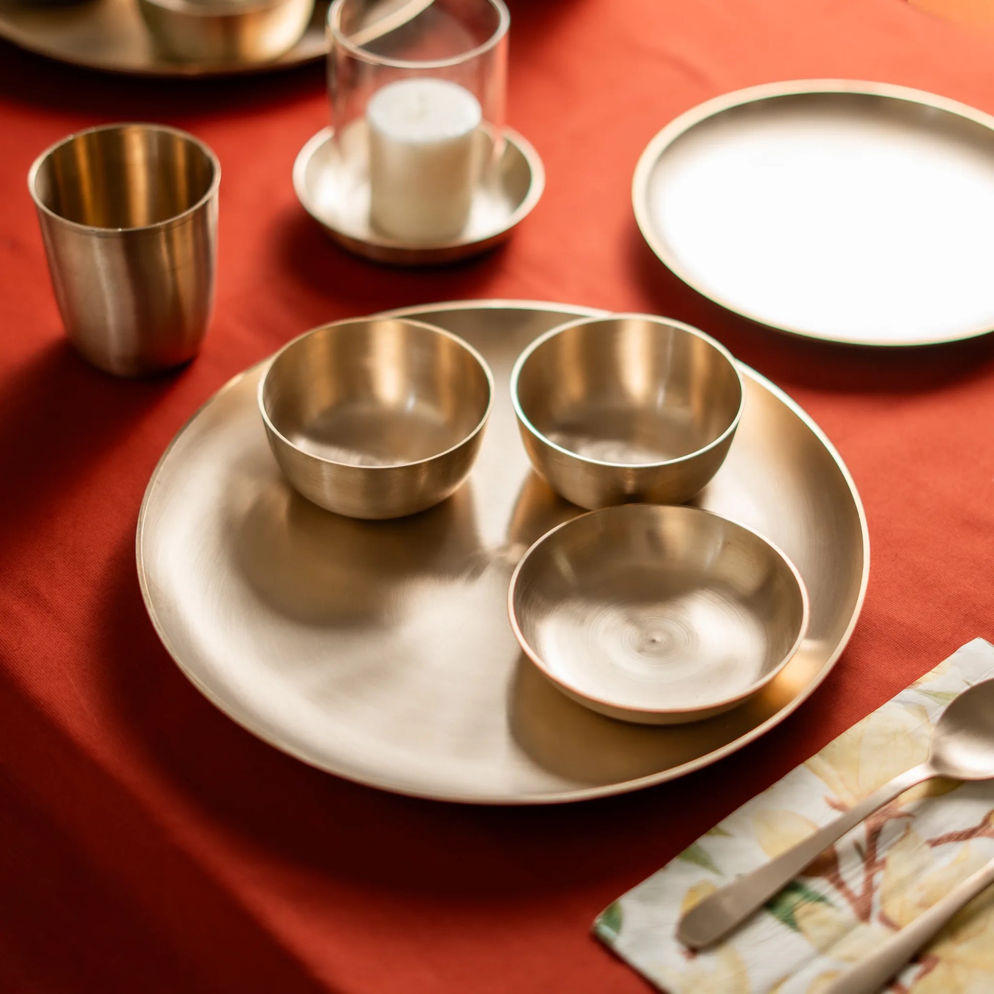 Kansawala kansa bronze dinnerware set 8 casting, matte finish