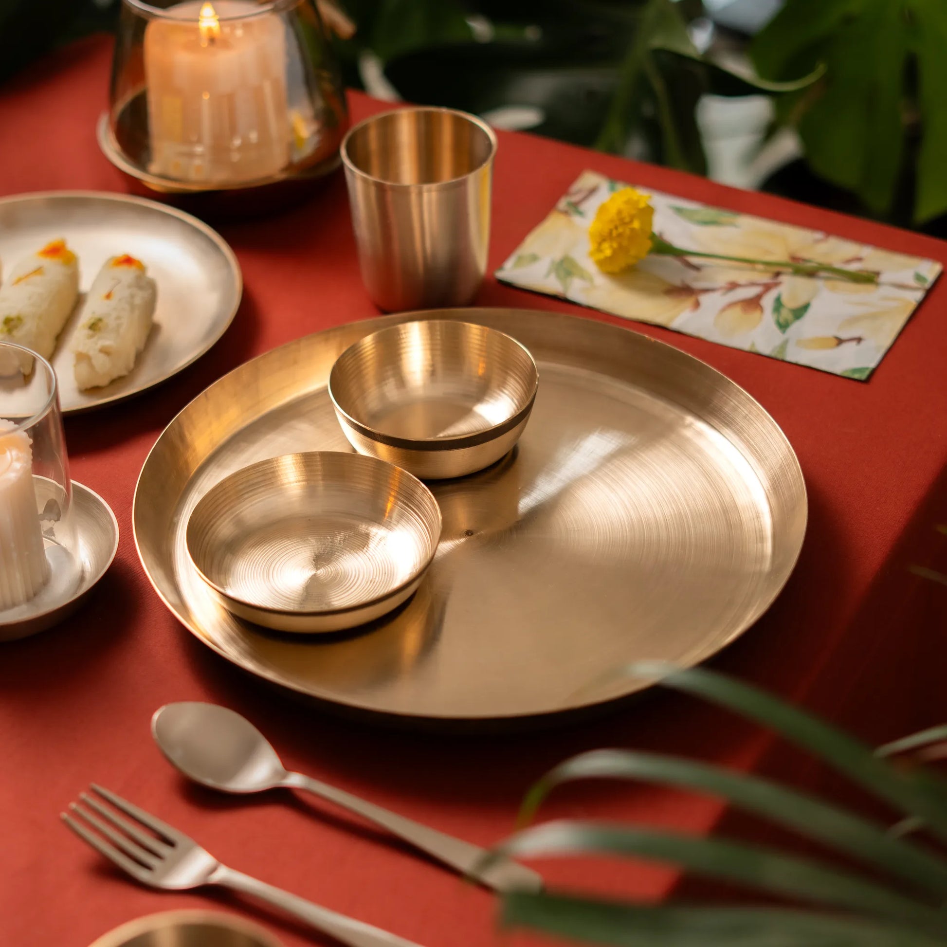 Kansawala kansa bronze dinnerware set 8 handmade, hand-beaten kansa