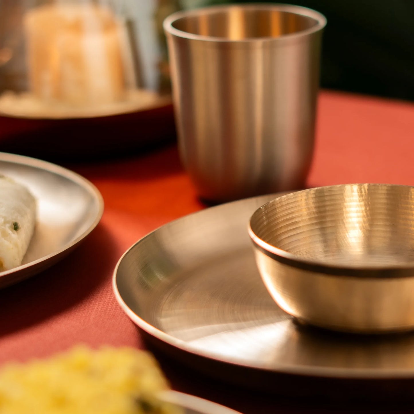 Kansawala kansa bronze kids dinner set 8 handmade, hand-beaten kansa