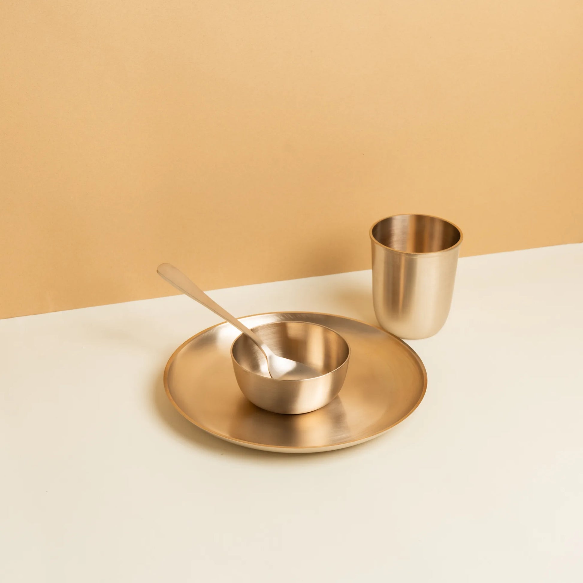 Kansawala kansa bronze kids dinner set, matte finish, view 8