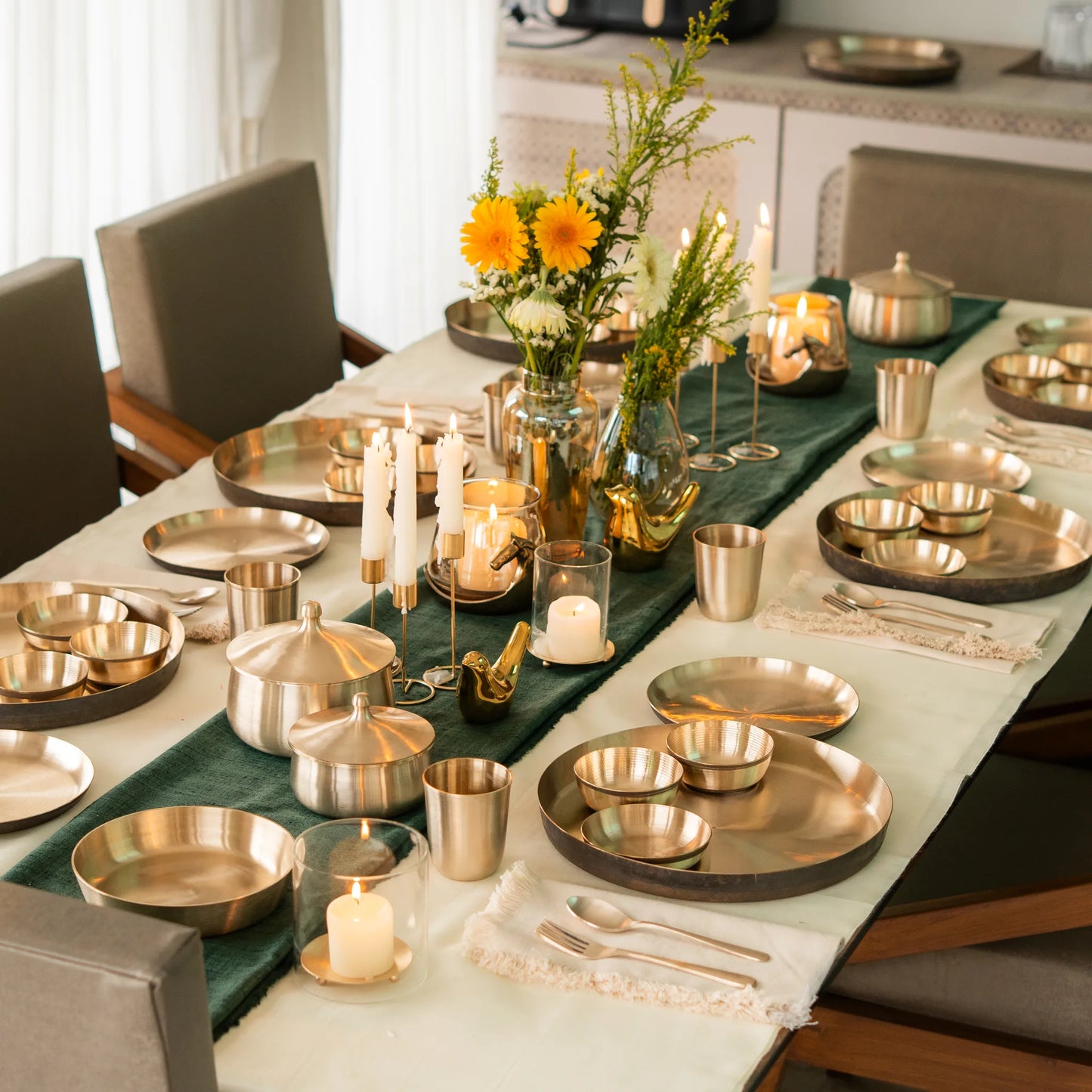 Kansawala kansa bronze thali dinner set, hand-beaten, view 14