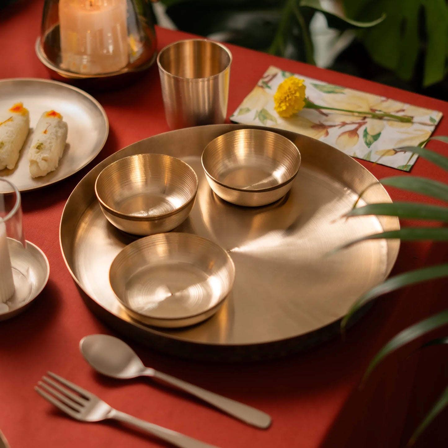 Kansawala kansa bronze thali dinner set 8 handmade 2, hand-beaten kansa