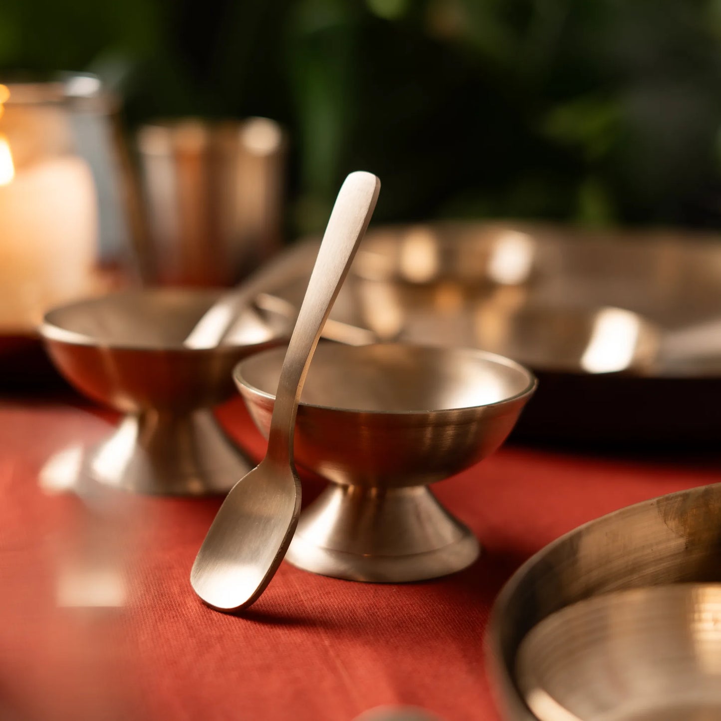 Kansawala kansa dessert spoon 6 piece wedding gift, matte finish bronze