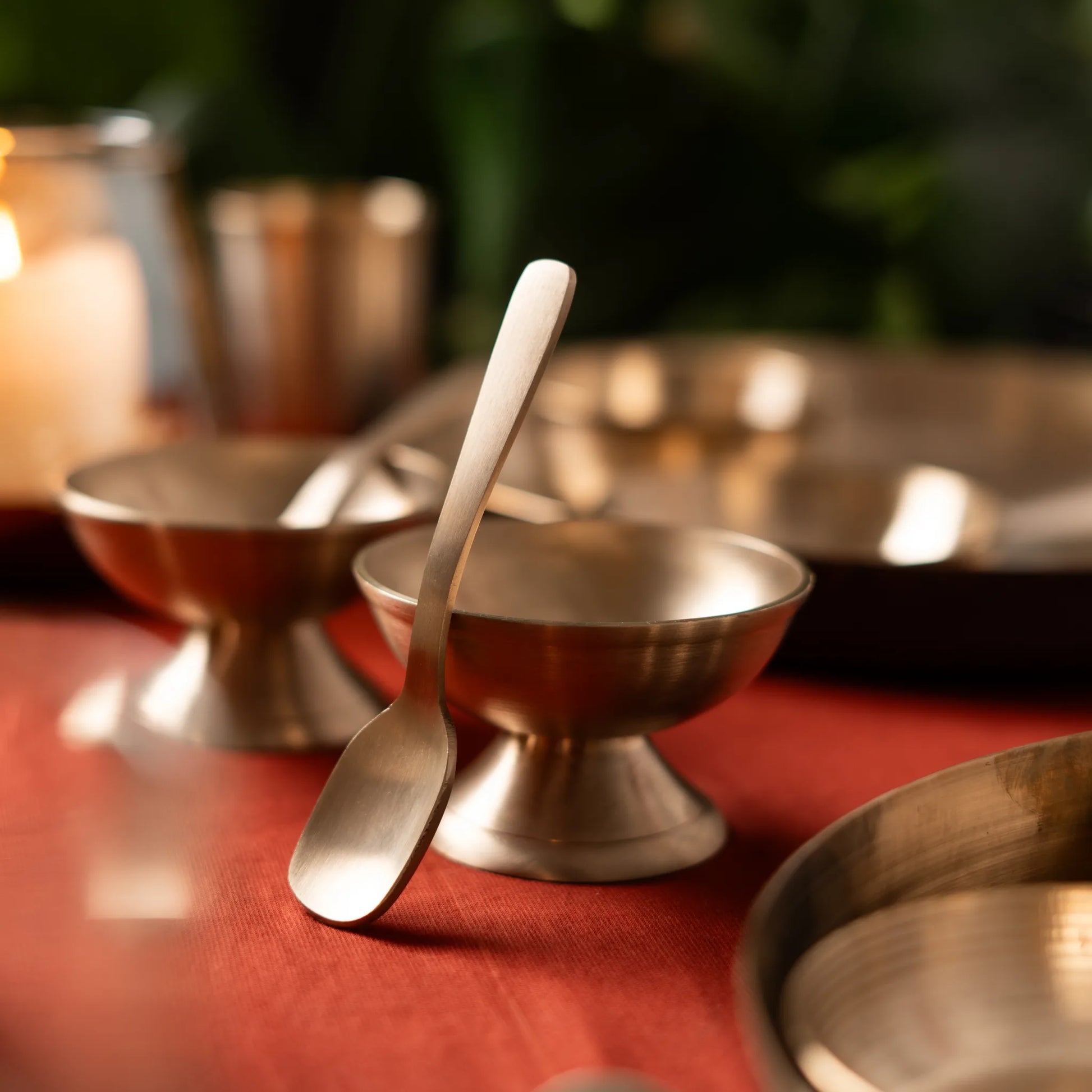 Kansawala kansa dessert spoon 6 piece wedding gift, matte finish bronze
