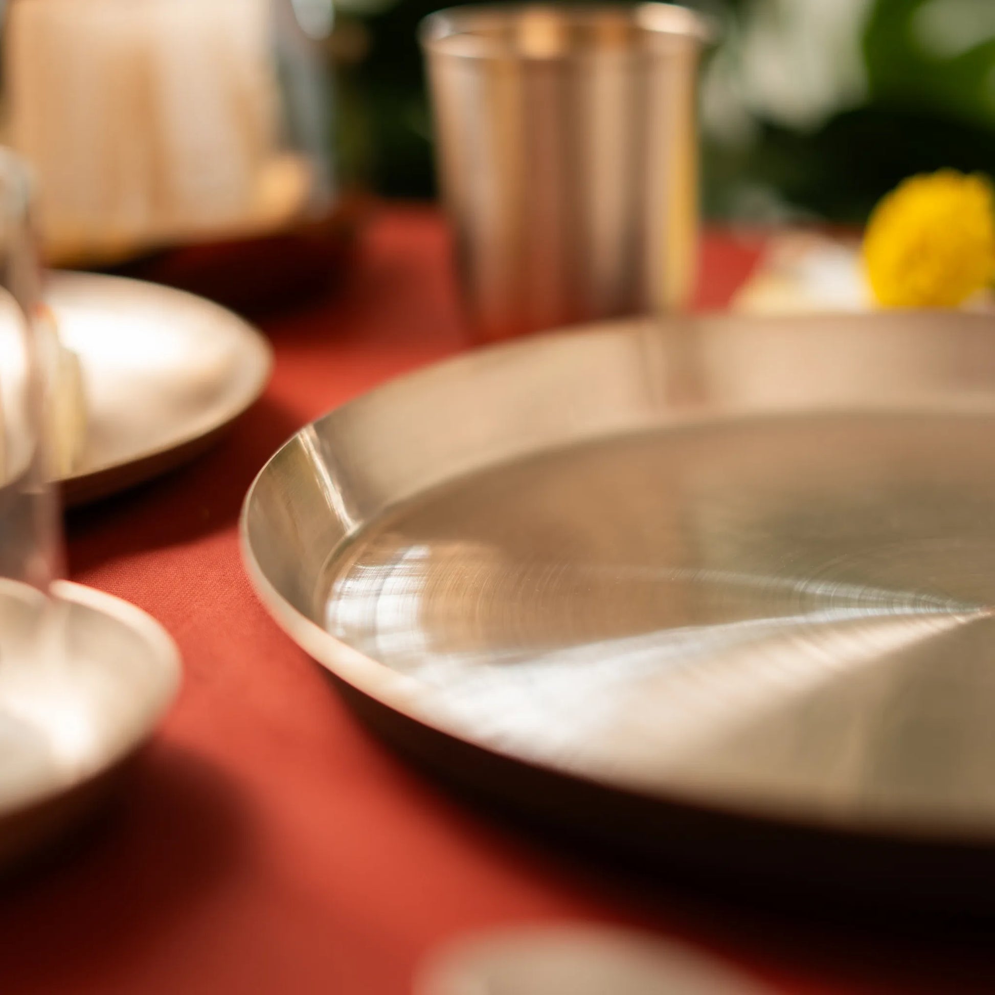 Kansawala kansa dinner plate for family daily use, hand-beaten kansa bronze