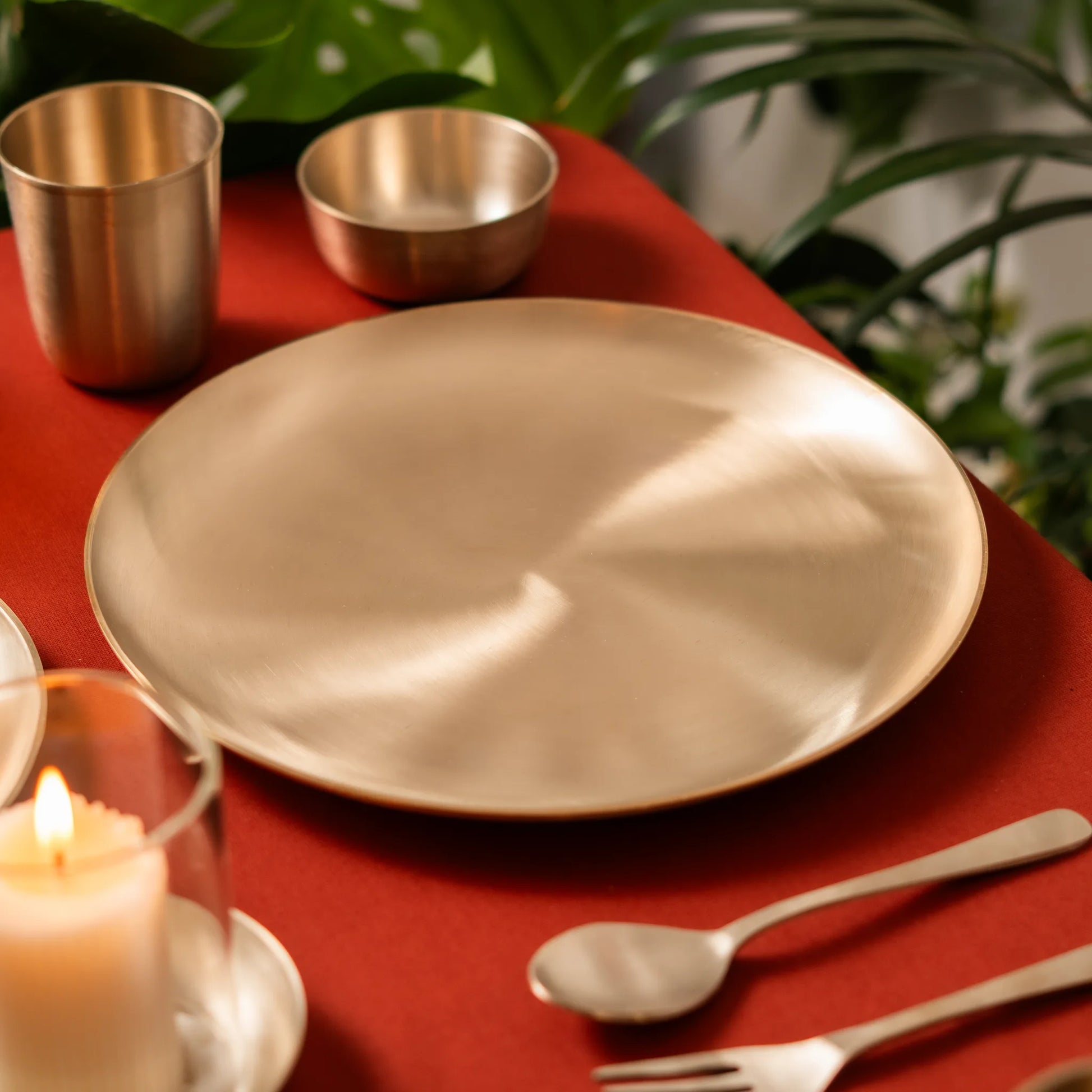 Kansawala kansa dinner plate wedding gift, matte finish bronze