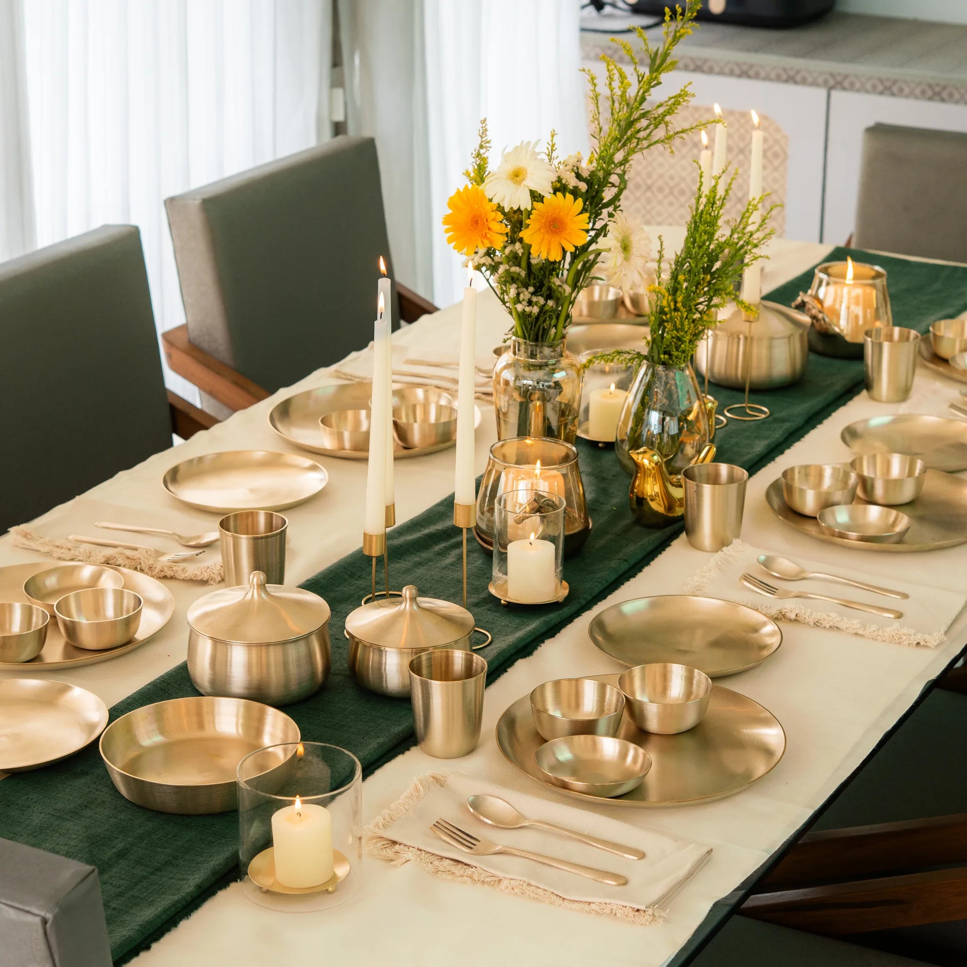 Kansawala kansa dinner set 56 piece, matte finish, view 13