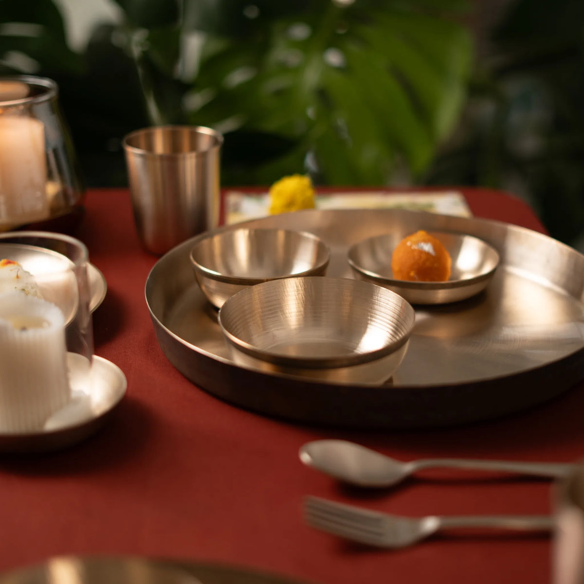 Kansawala kansa katori large 2 piece for family daily use, hand-beaten kansa bronze
