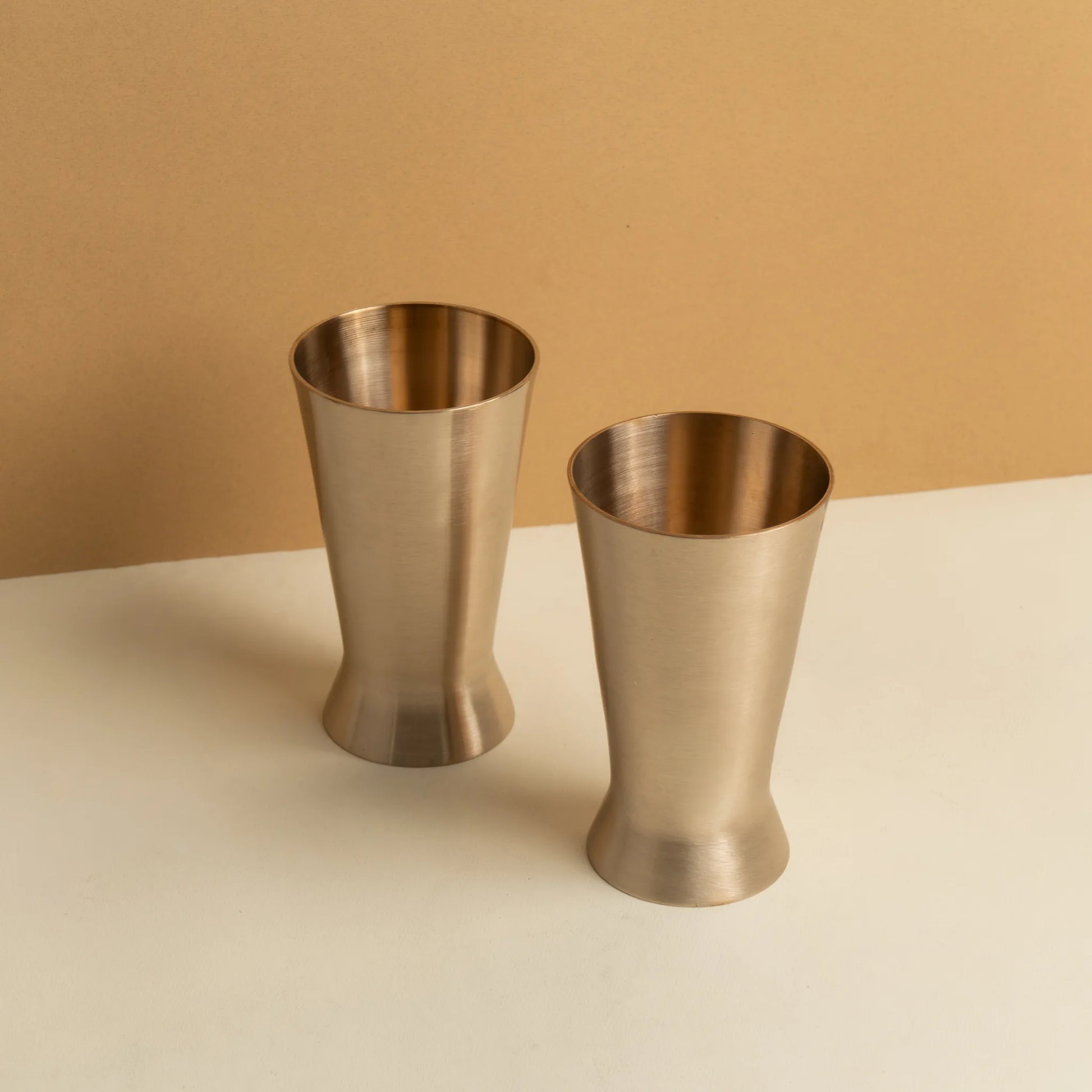 Kansawala kansa lassi glass 2 piece gift set, matte finish bronze