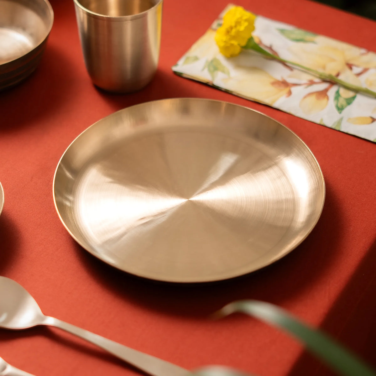 Kansawala kansa nasta plate 8 inch wedding gift, hand-beaten kansa bronze