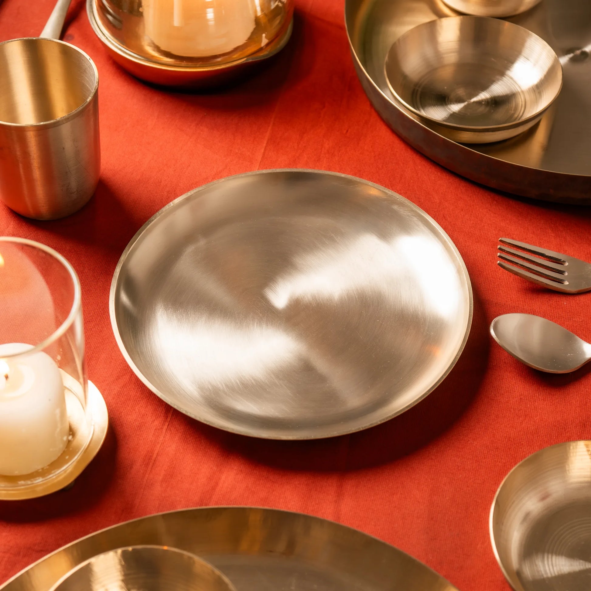 Kansawala kansa nasta plate 8 inch wedding gift, matte finish bronze