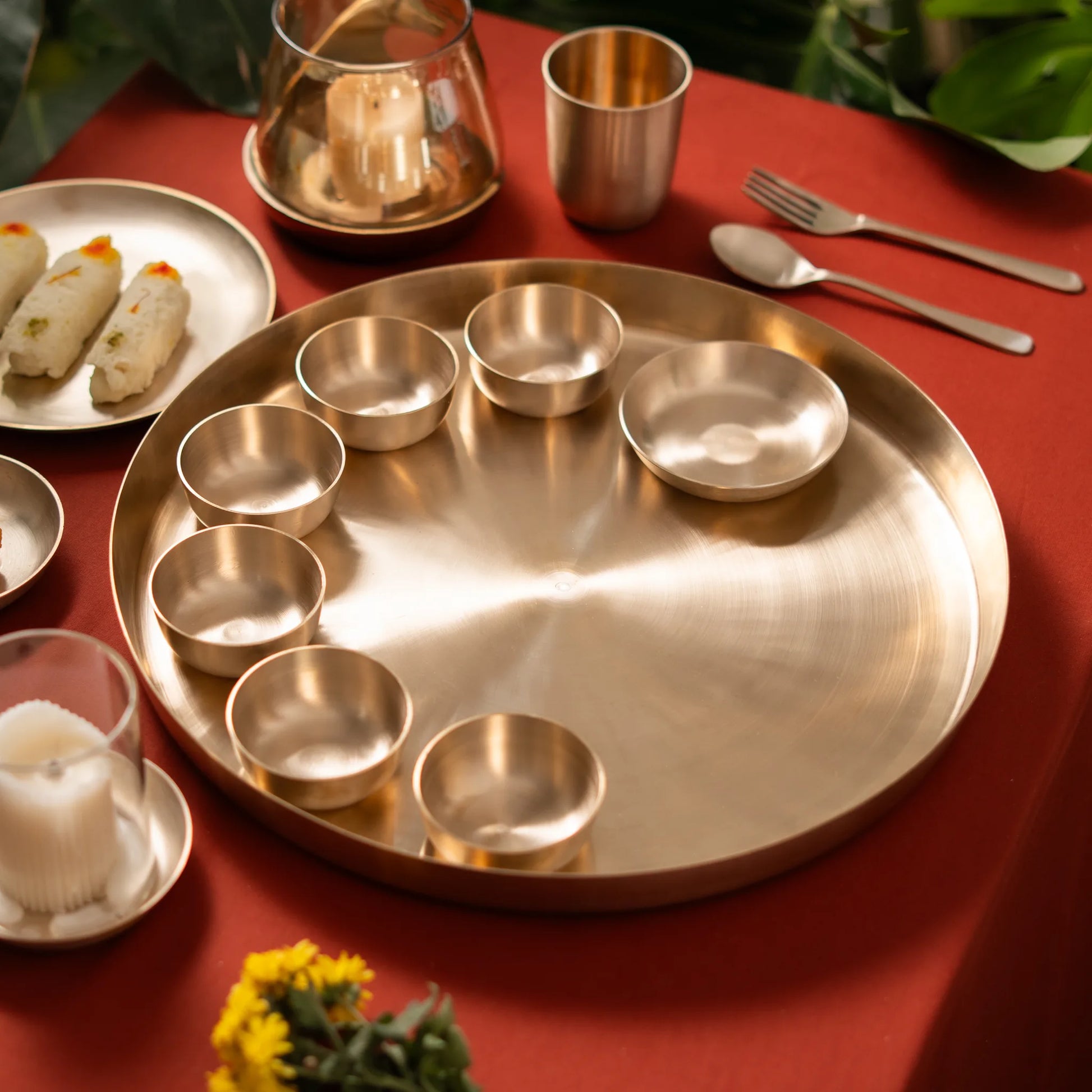 Kansa Maharaja Thali Set for Indian dining by Kansawala