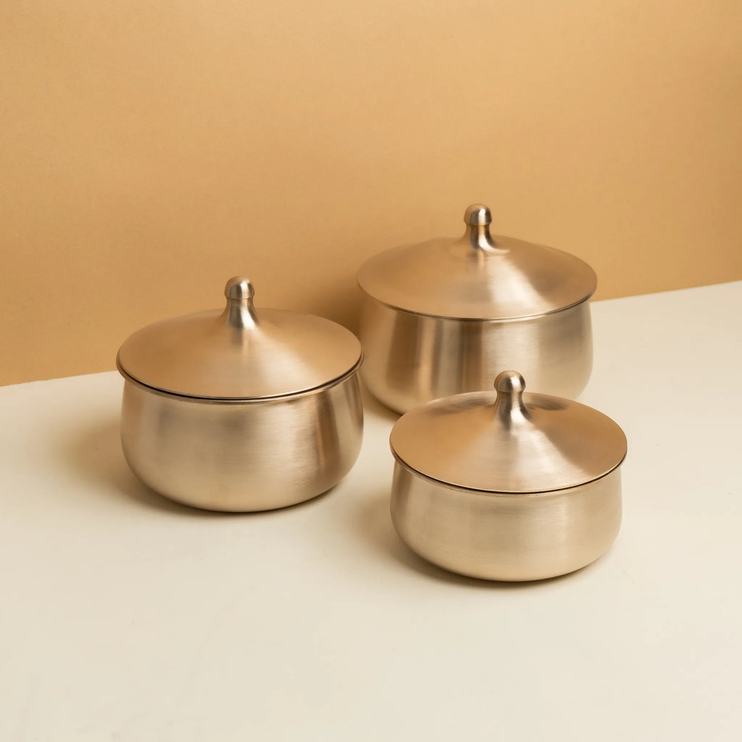 Kansawala kansa serving bowl 3 piece wedding gift, matte finish bronze