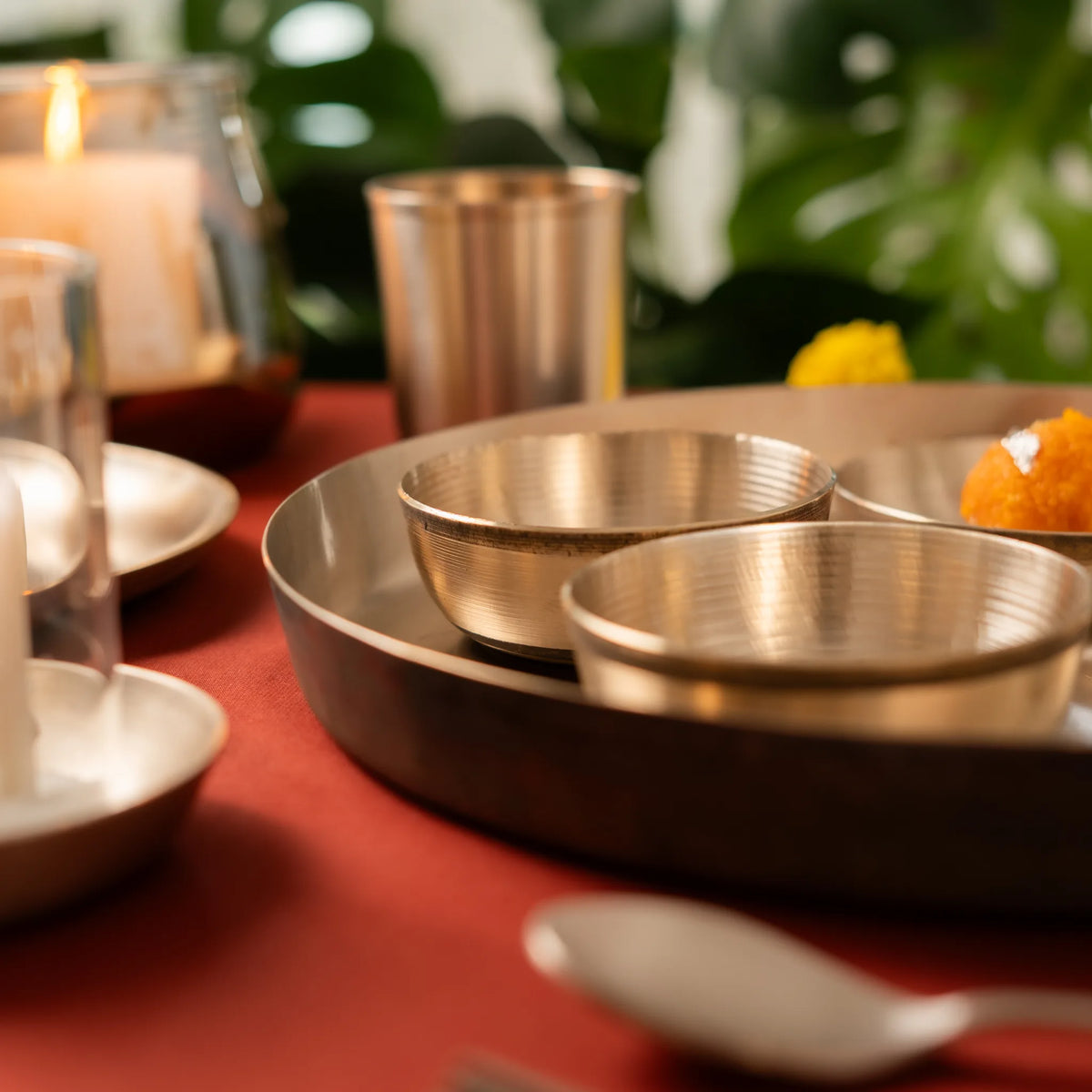 Kansawala kansa thali for family daily use, hand-beaten kansa bronze