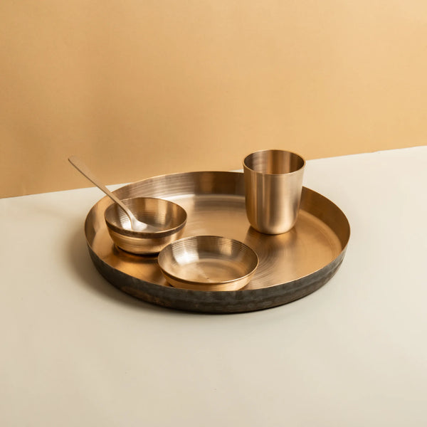 Kansa Thali Set – 5 Piece — Hand-Beaten