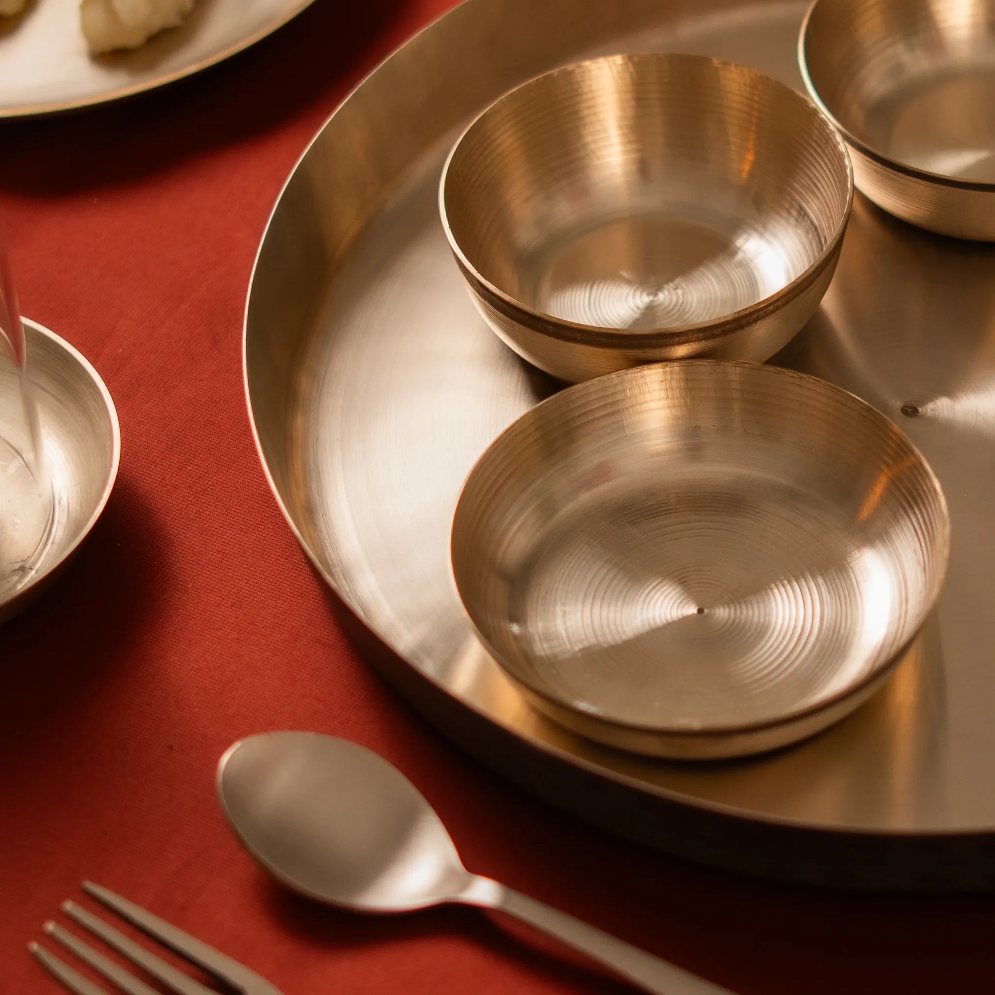 Kansawala kansa thali set 6 piece 7 handmade, hand-beaten kansa