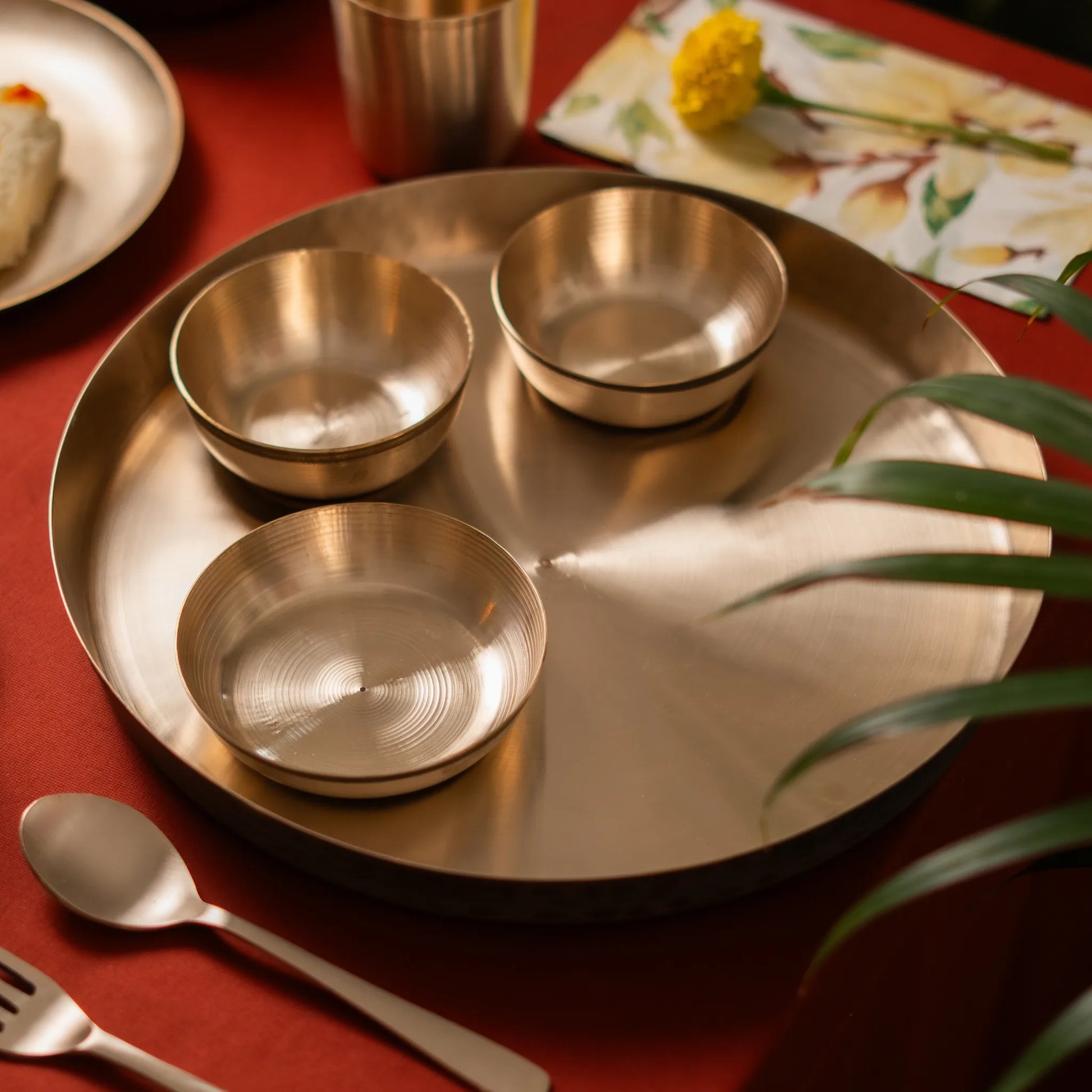Kansawala kansa thali wedding gift, hand-beaten kansa bronze
