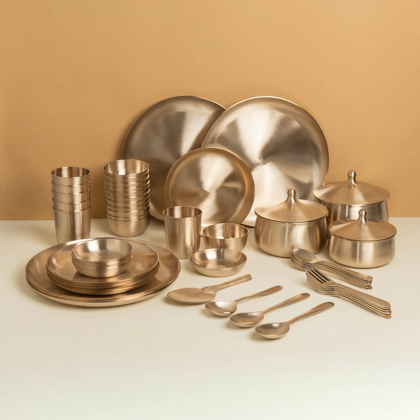 Kansawala kansa dinner set 56 piece, matte finish