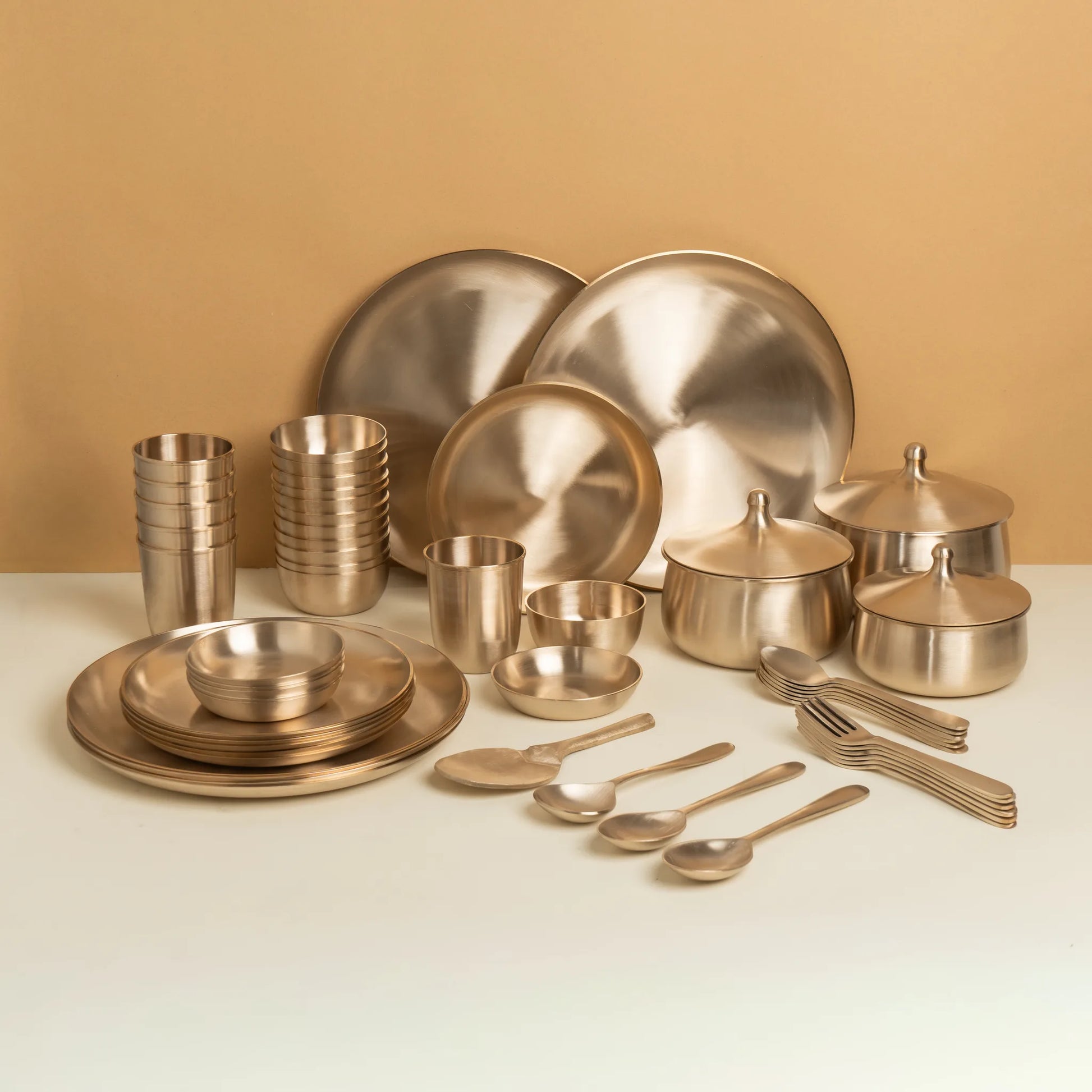 Kansawala kansa dinner set 56 piece, matte finish