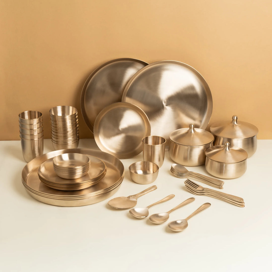 Kansawala kansa thali set 56 piece, matte finish